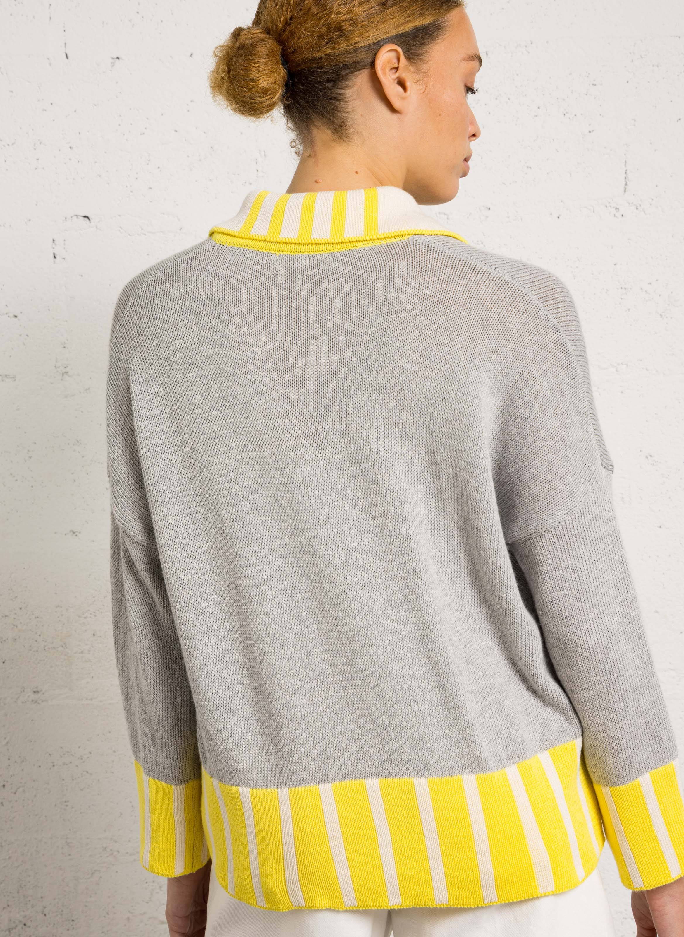 High-neck cotton-blend sweater DR BLOOM Silver