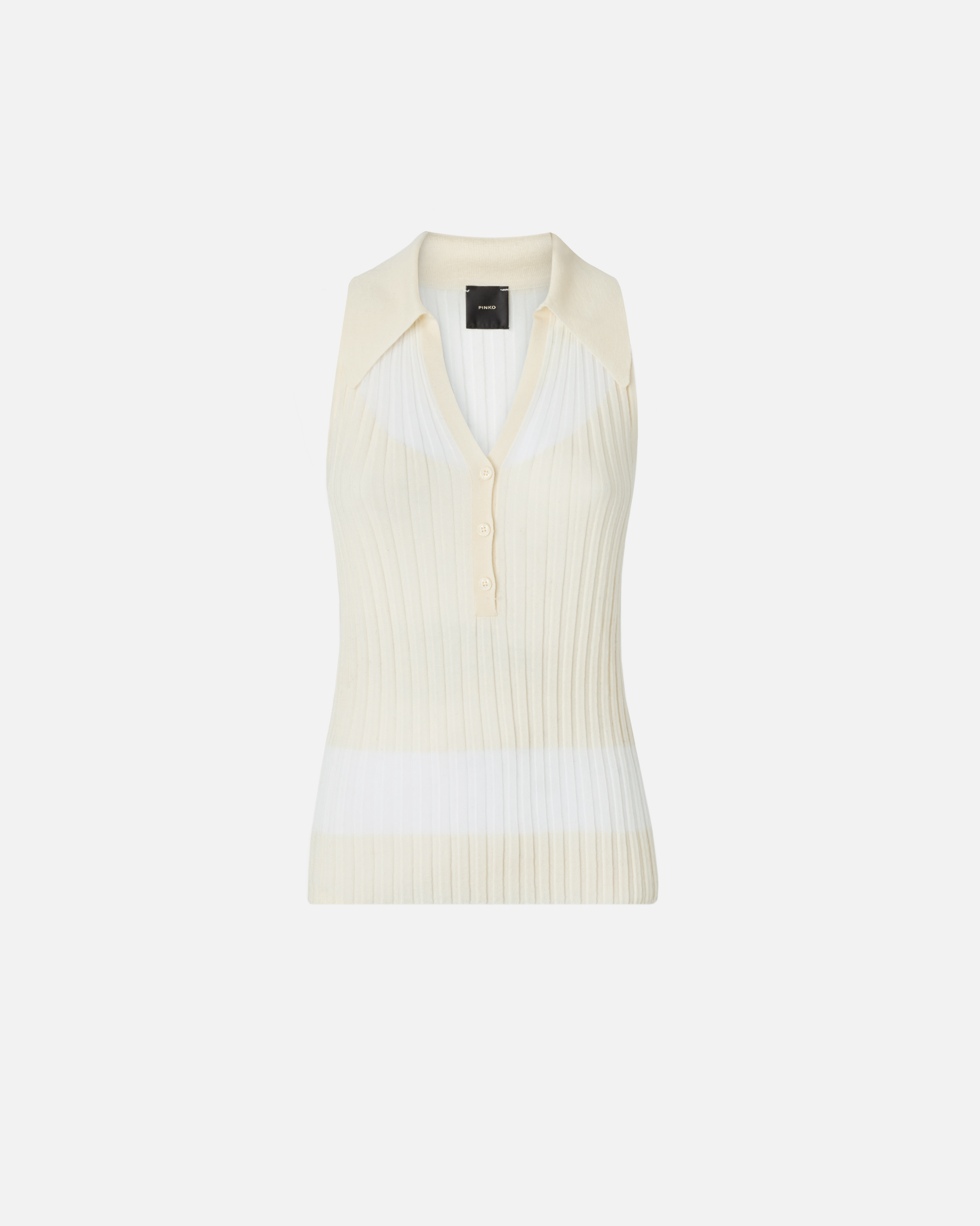 Débardeur style polo en maille côtelée PINKO Blanc