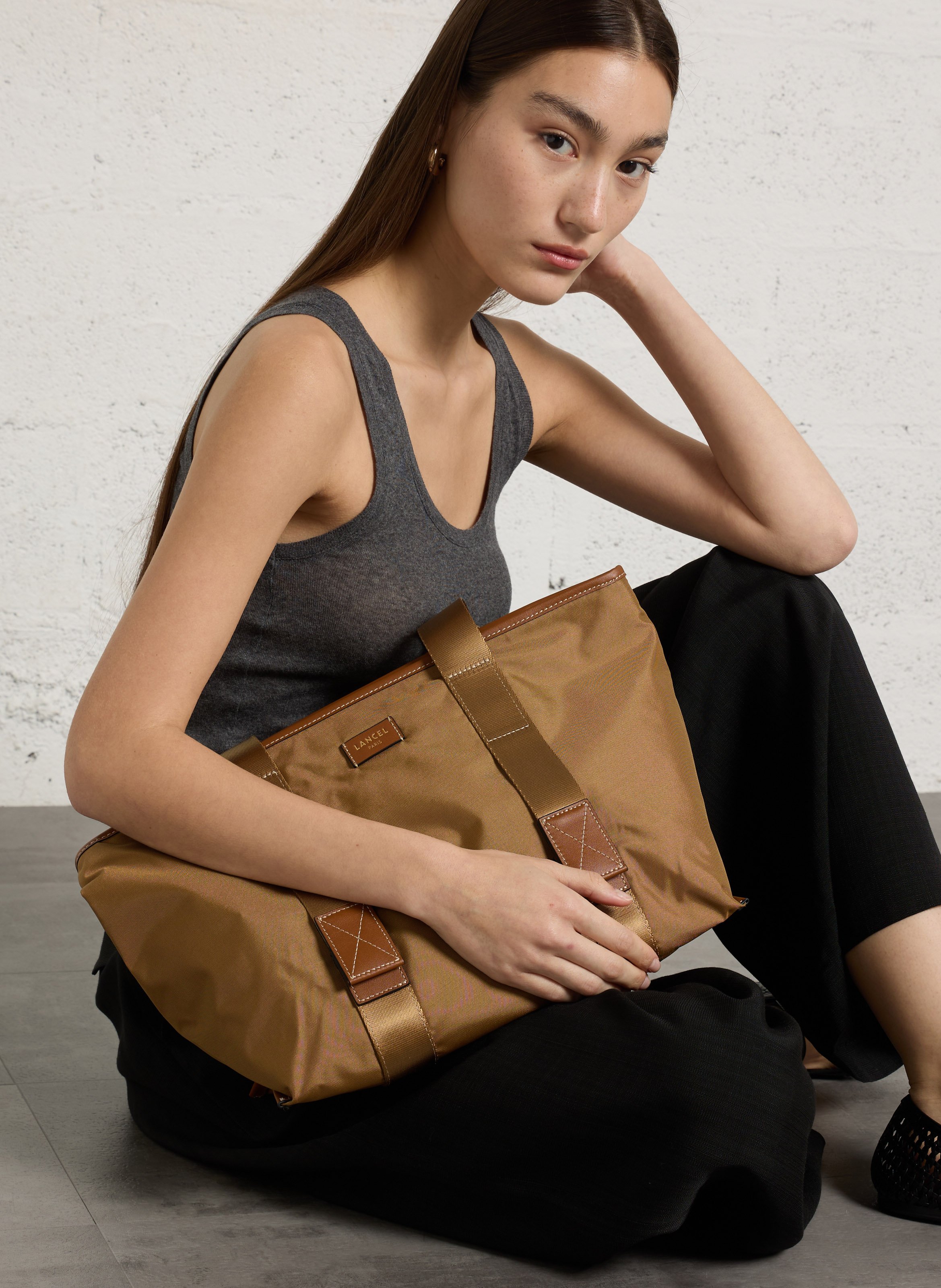 Ritstas gedragen over de schouder in effen kleur LANCEL Beige