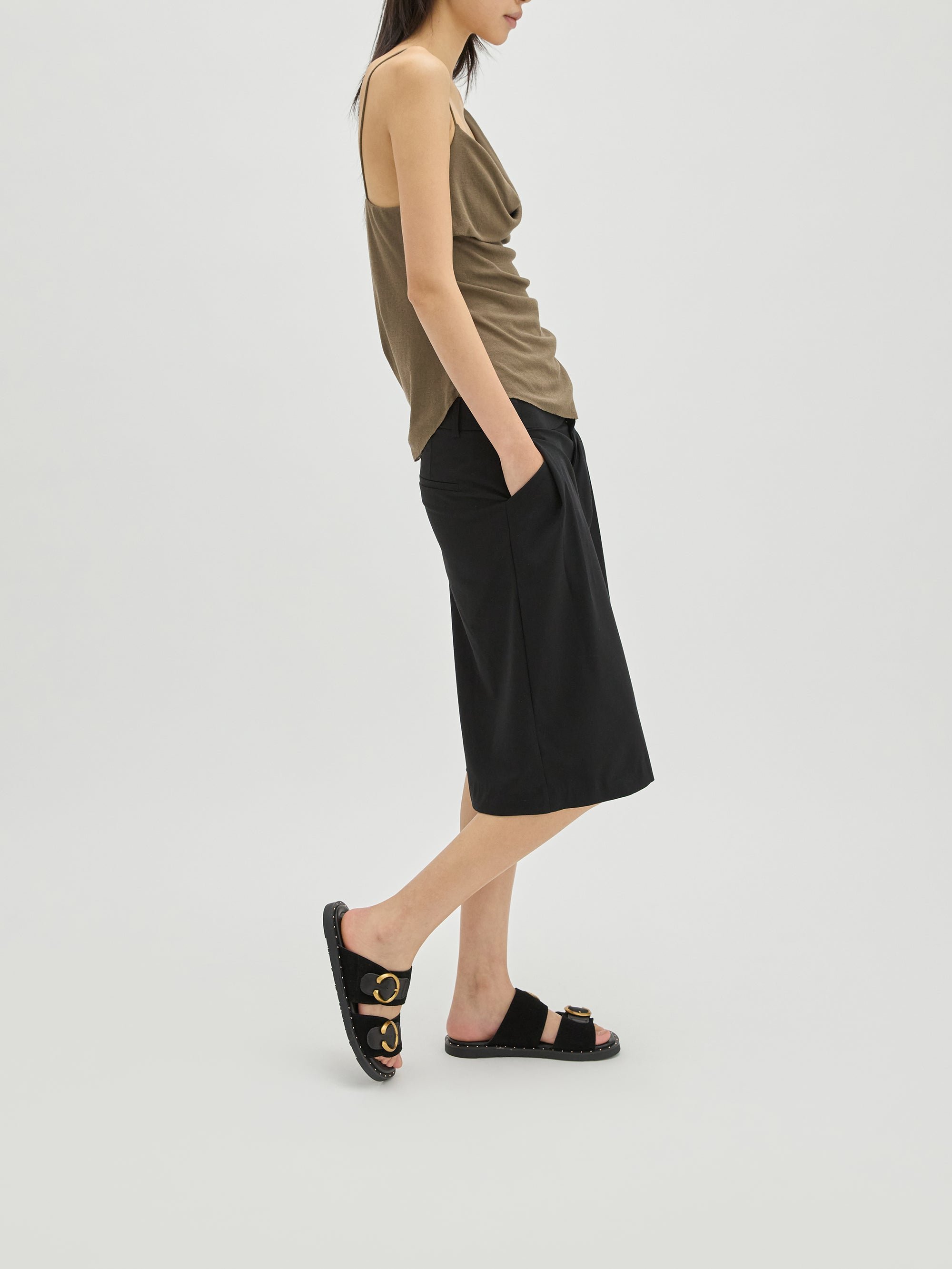 Leather and suede strap mules VANESSA WU Black