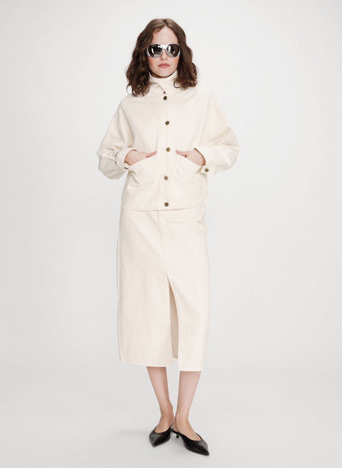 Boxy denim jacket GRACE ET MILA White