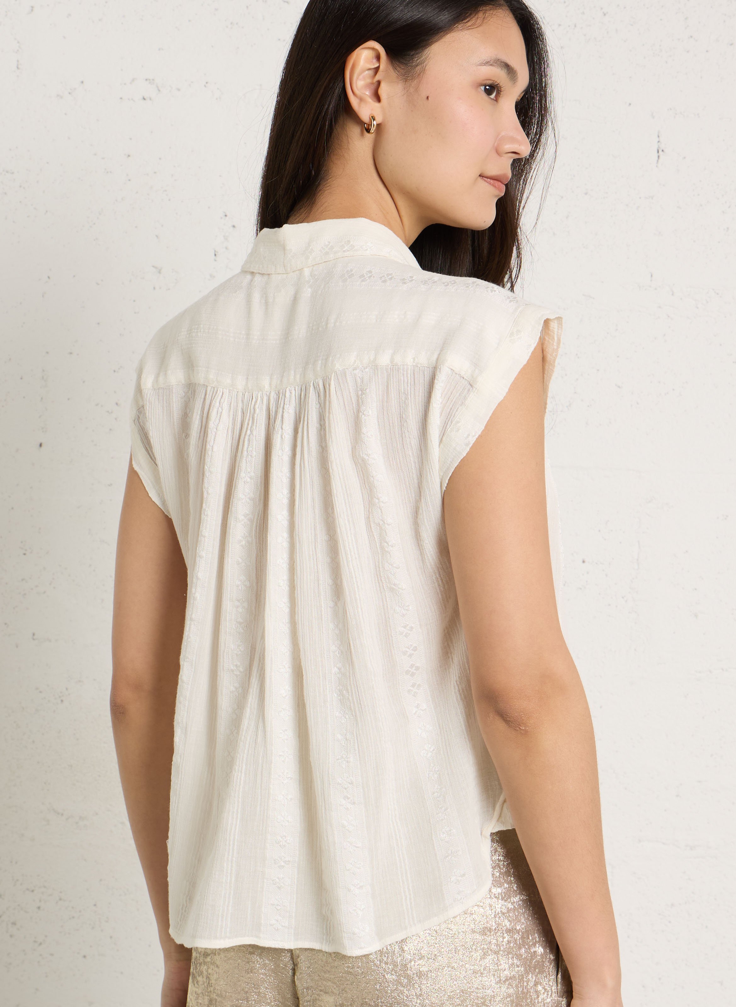 Chemiser col classique en coton mélangé MAISON 123 Beige