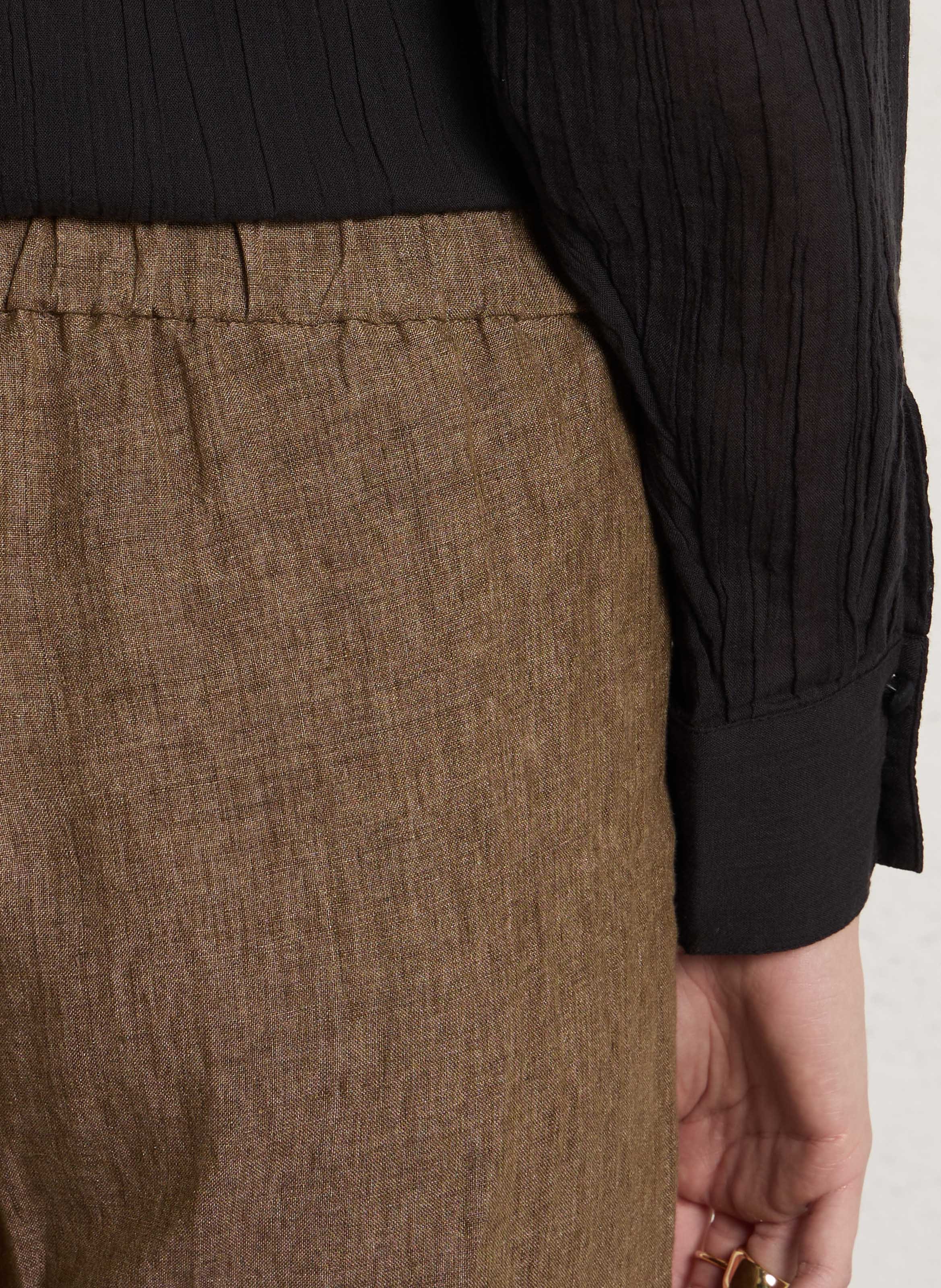 Pantalon large en lin DIEGA Marron