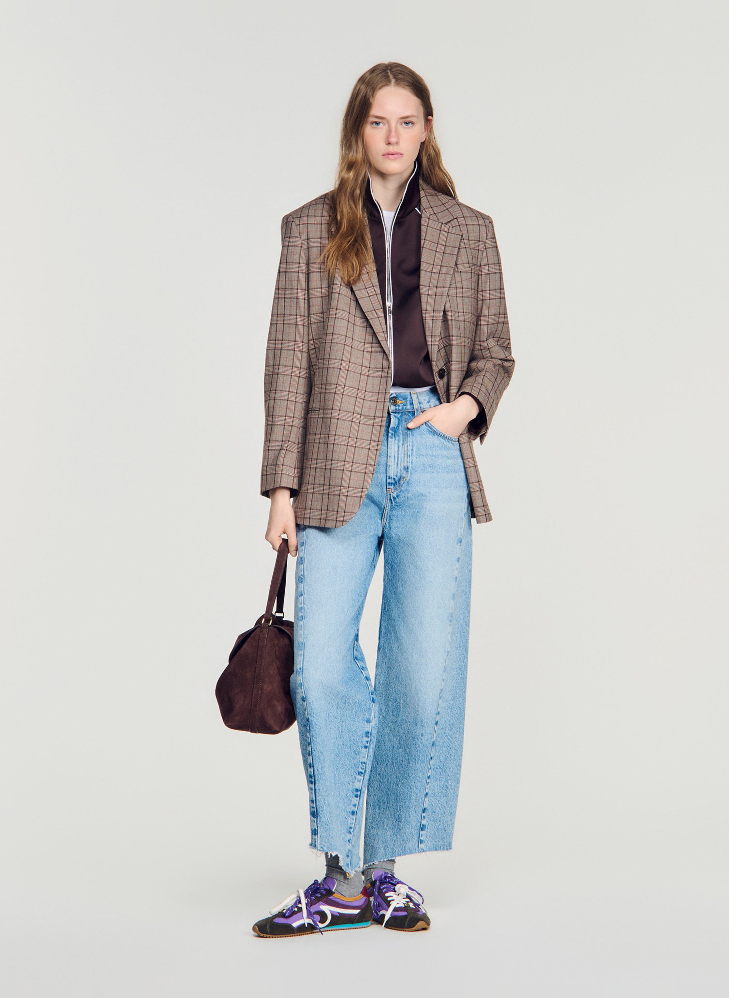 Hoge taille wijd uitlopende jeans met uitsparingen SANDRO Blauw