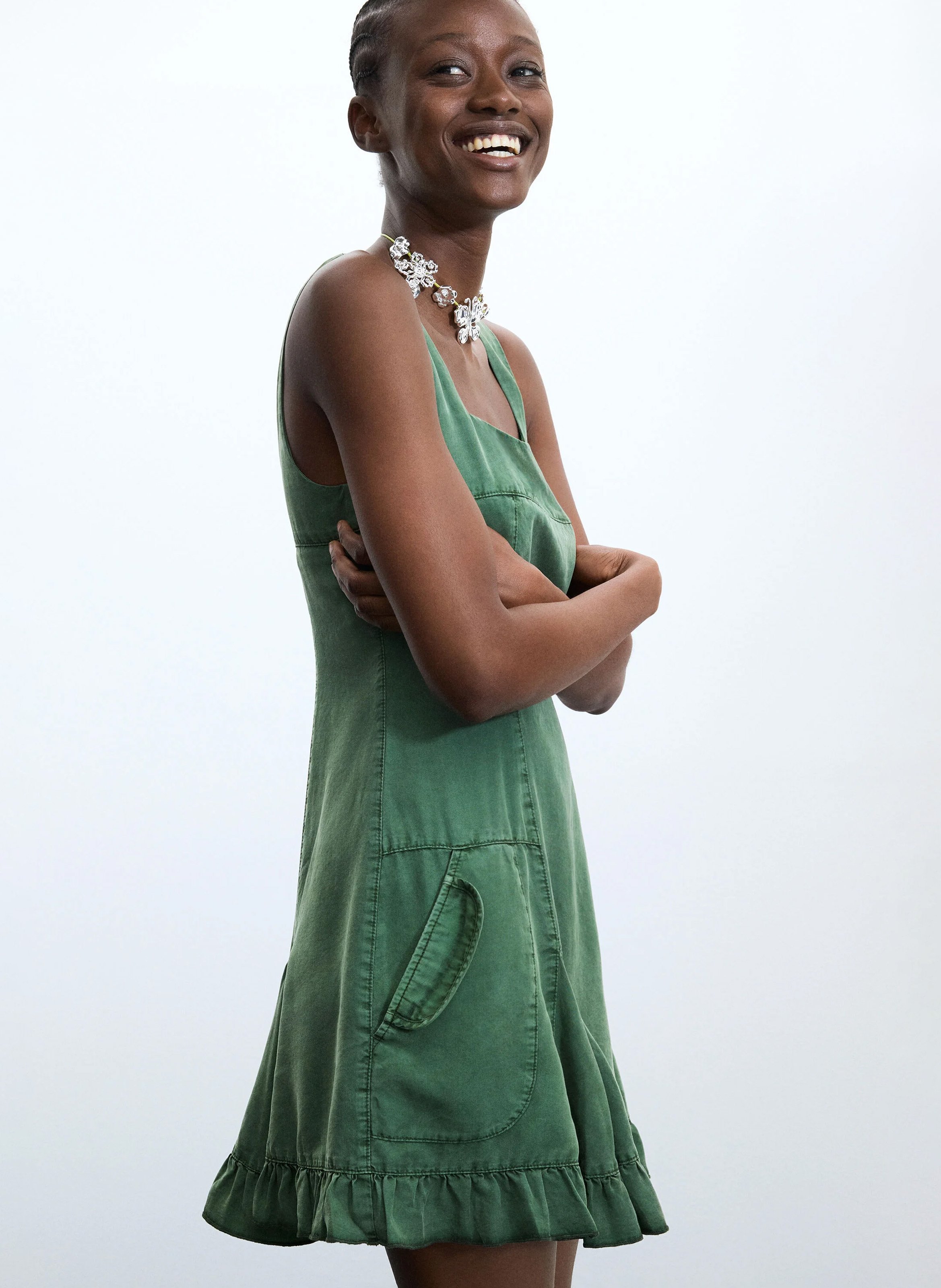 Robe courte col droit DESIGUAL Vert