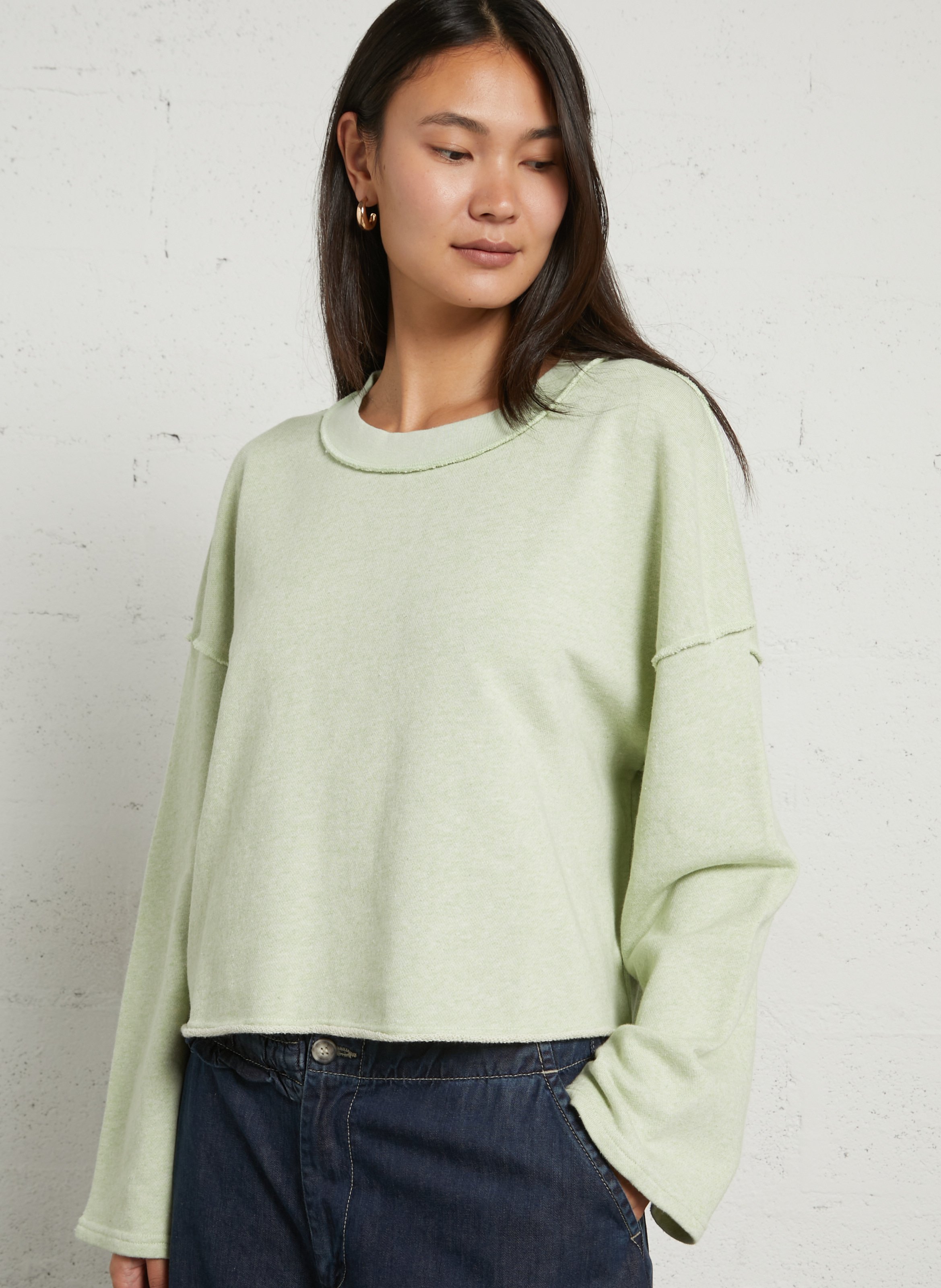 Oversize-Sweatshirt aus Baumwolle mit Rundhalsausschnitt AMERICAN VINTAGE Grun