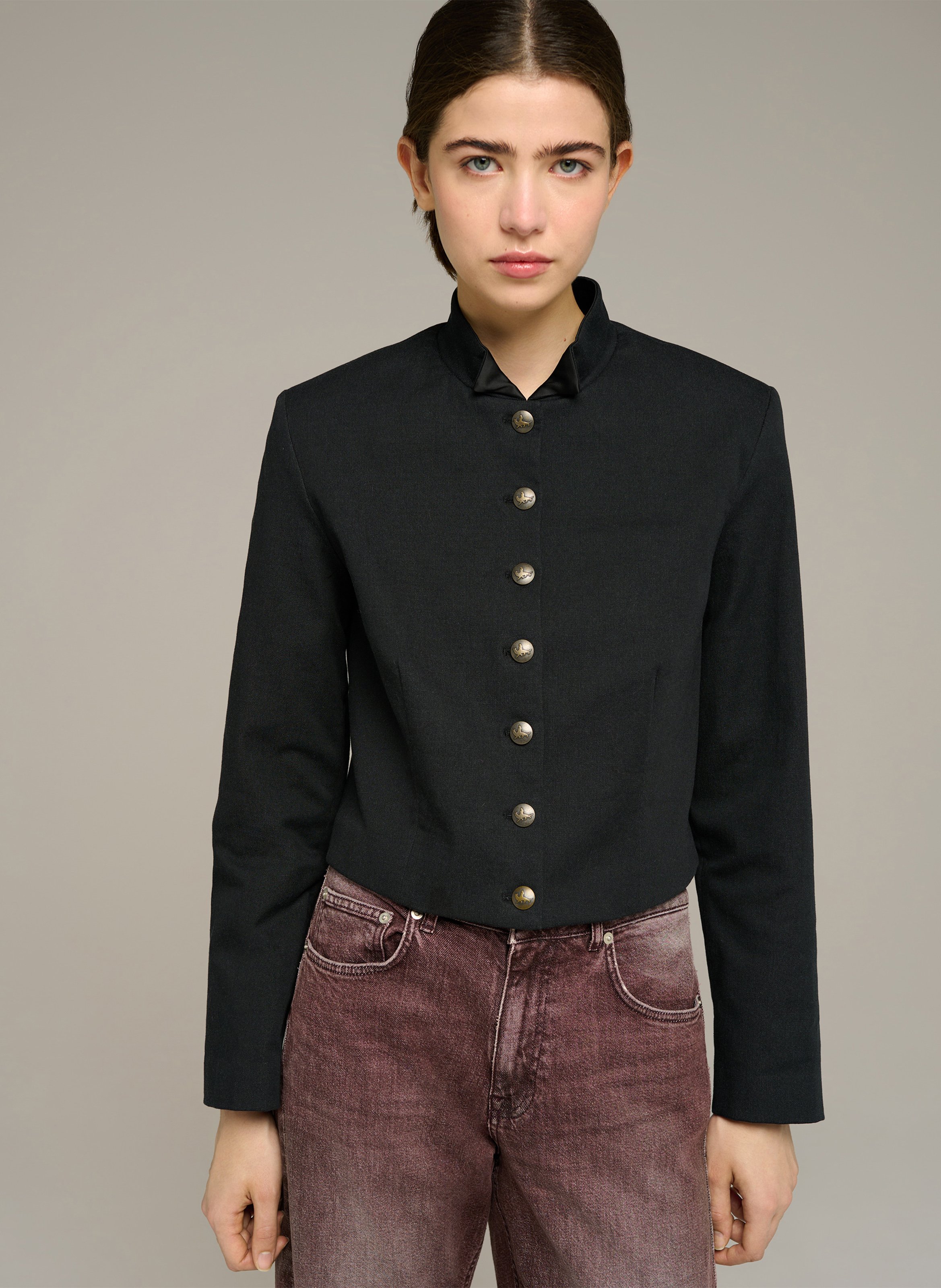Kurze gerade geschnittene Jacke aus Baumwollmix COTELAC Schwarz