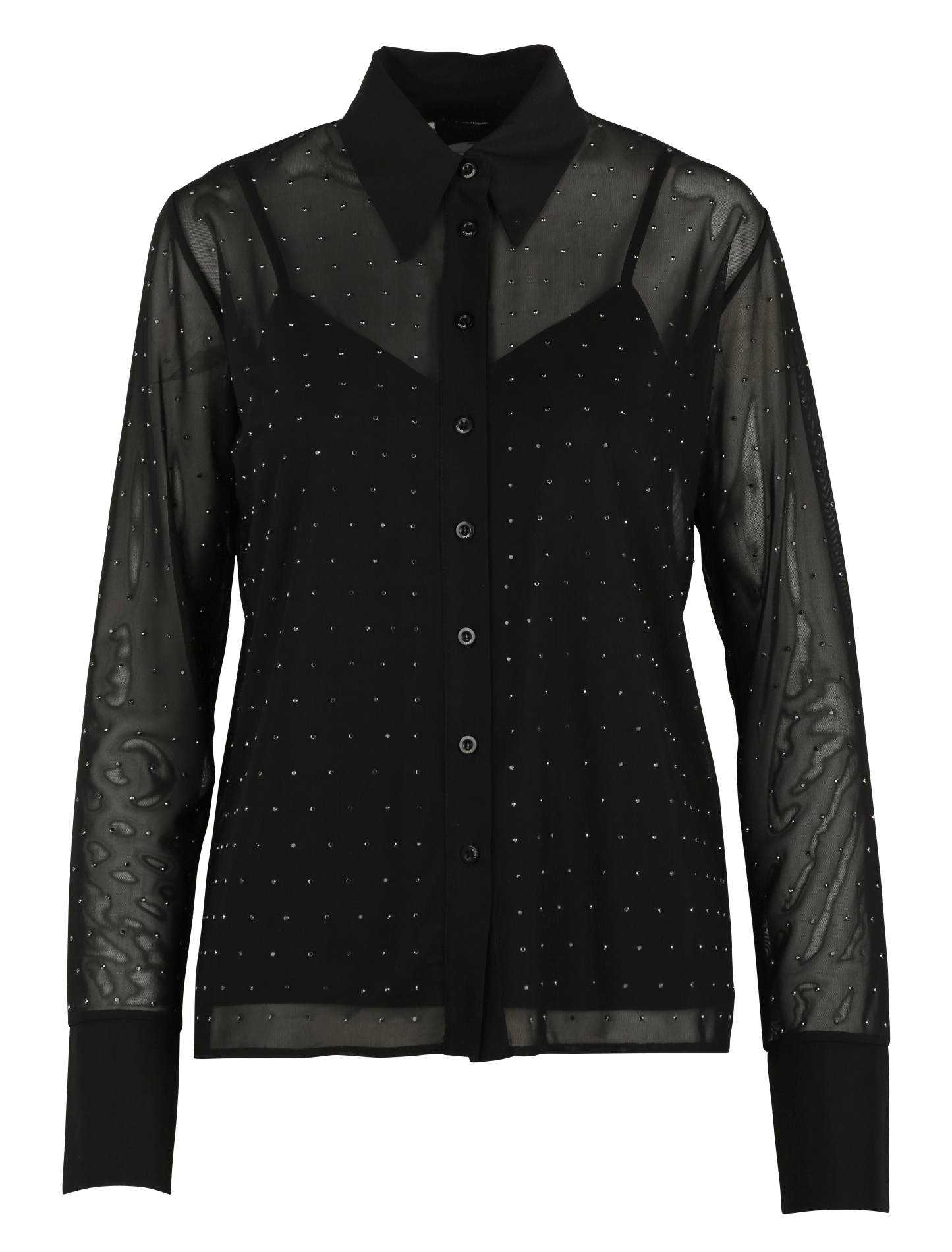 Rechte blouse met transparante strass LIU JO Zwart