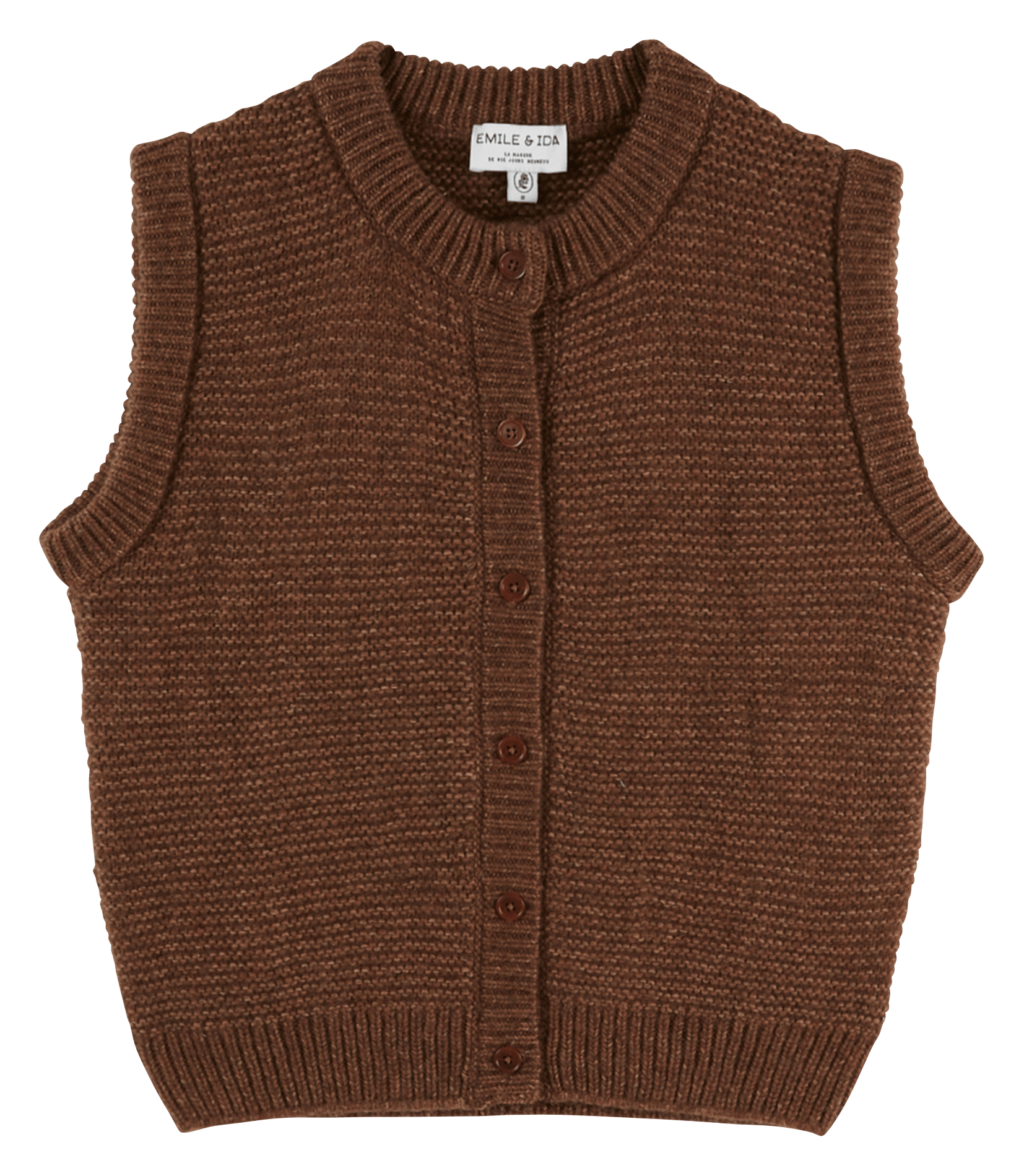 Vest van wolmix met ronde hals EMILE ET IDA Bruin