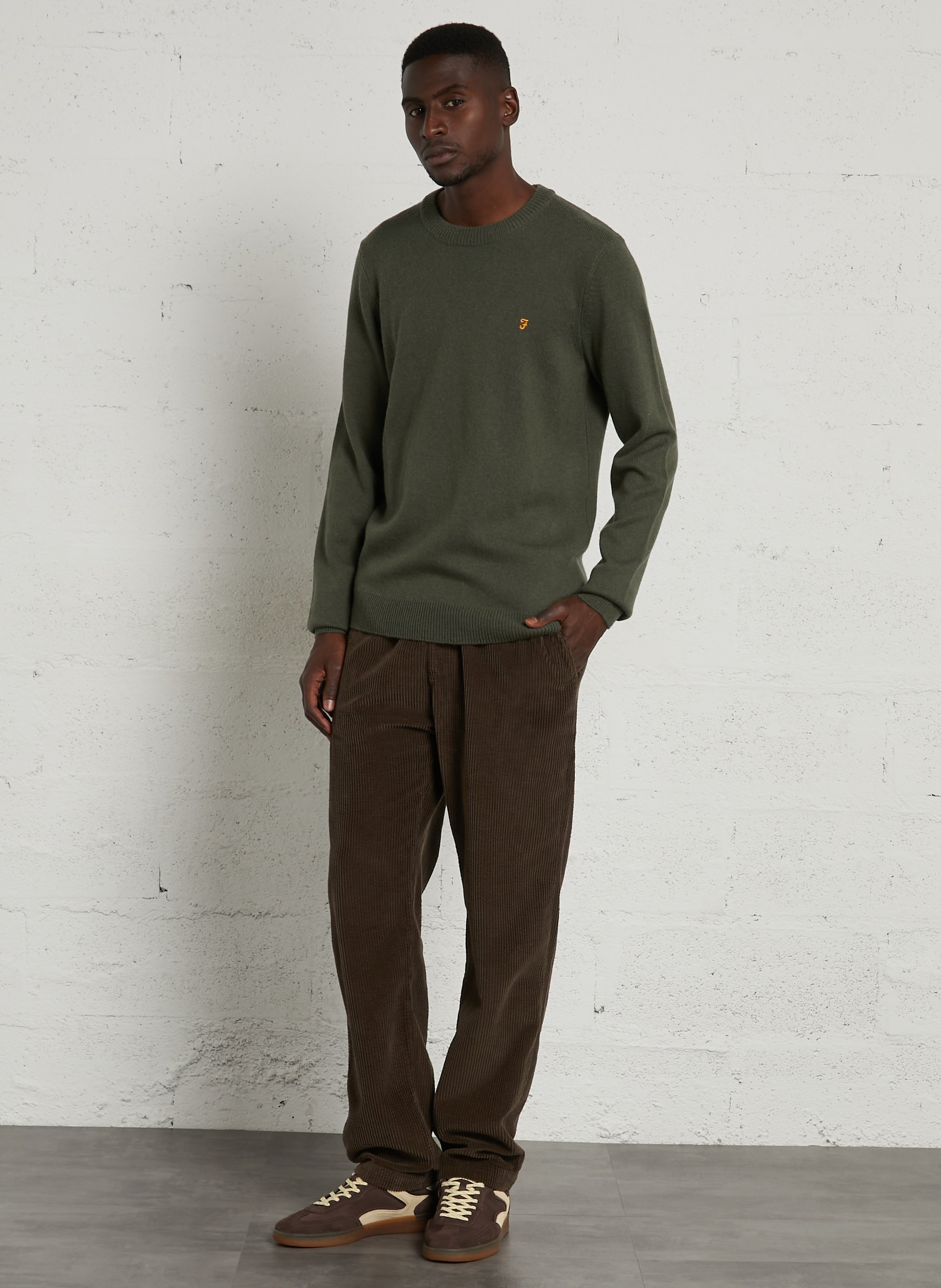 Streifenpullover aus Wolle FARAH Grun
