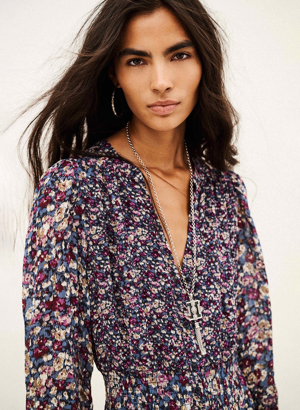 Robe midi à motif fleur BA&SH Bleu