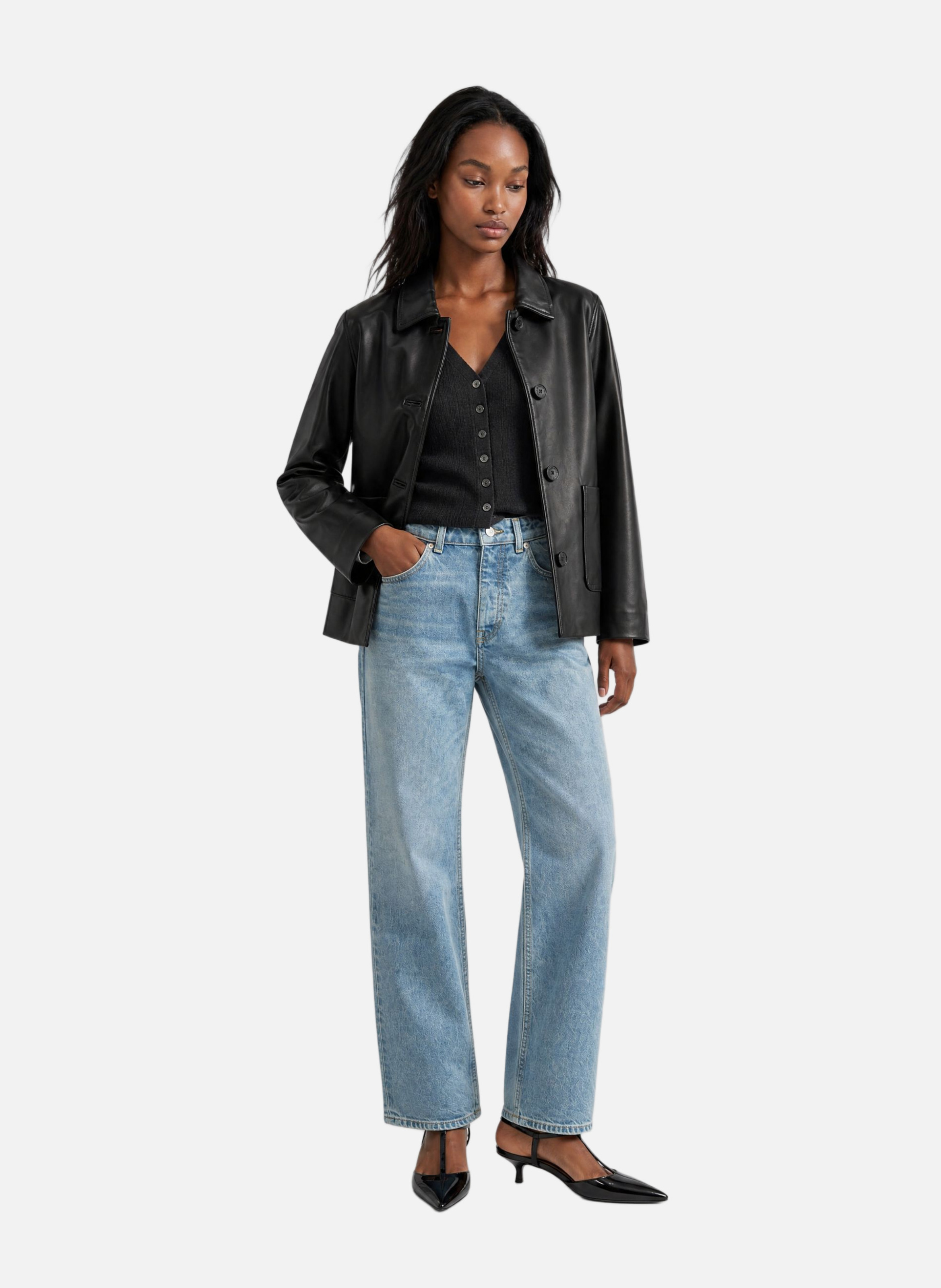 Leather jacket THE KOOPLES Black