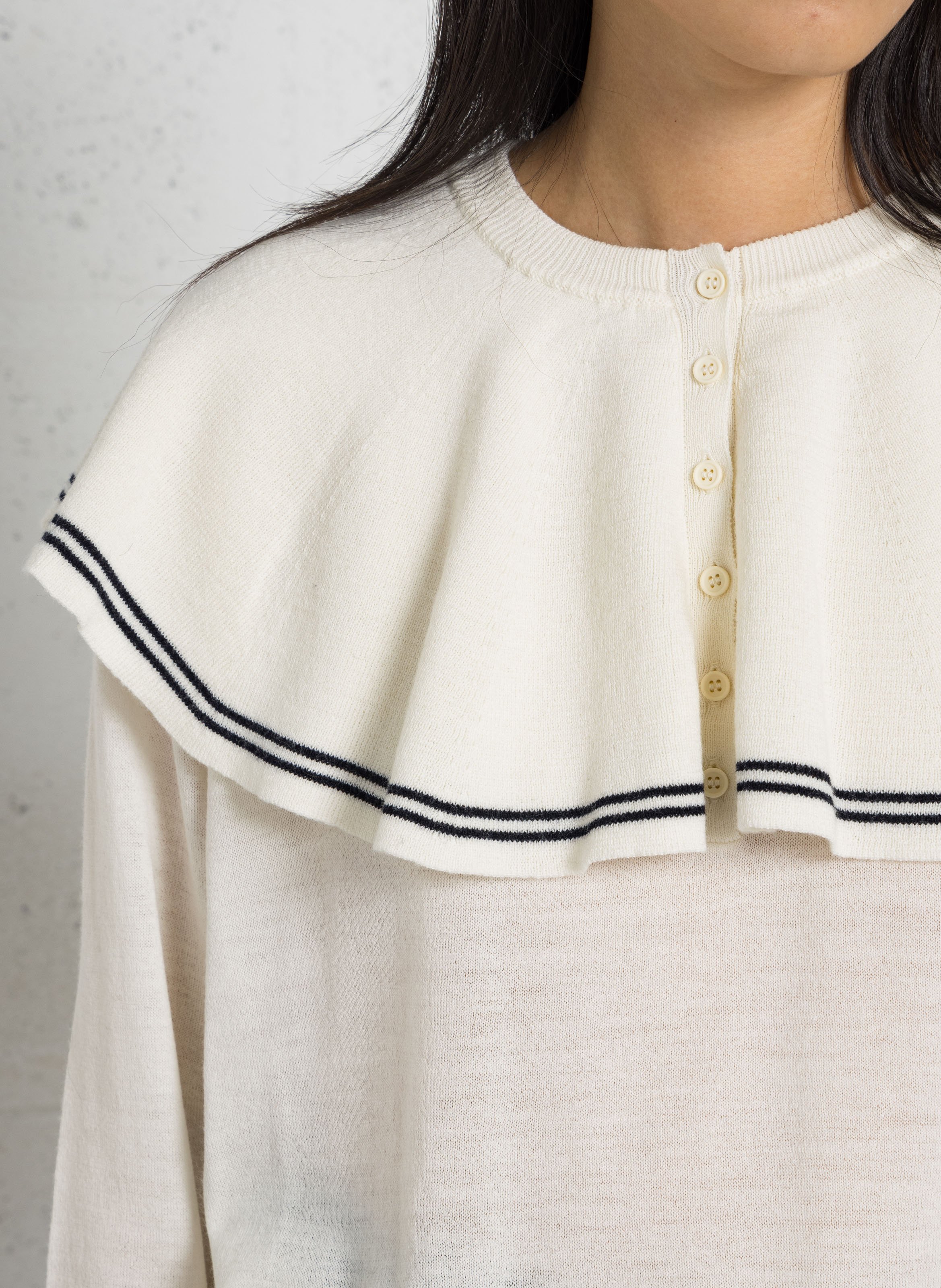 Pull col marin en laine THE TINY BIG SISTER Beige
