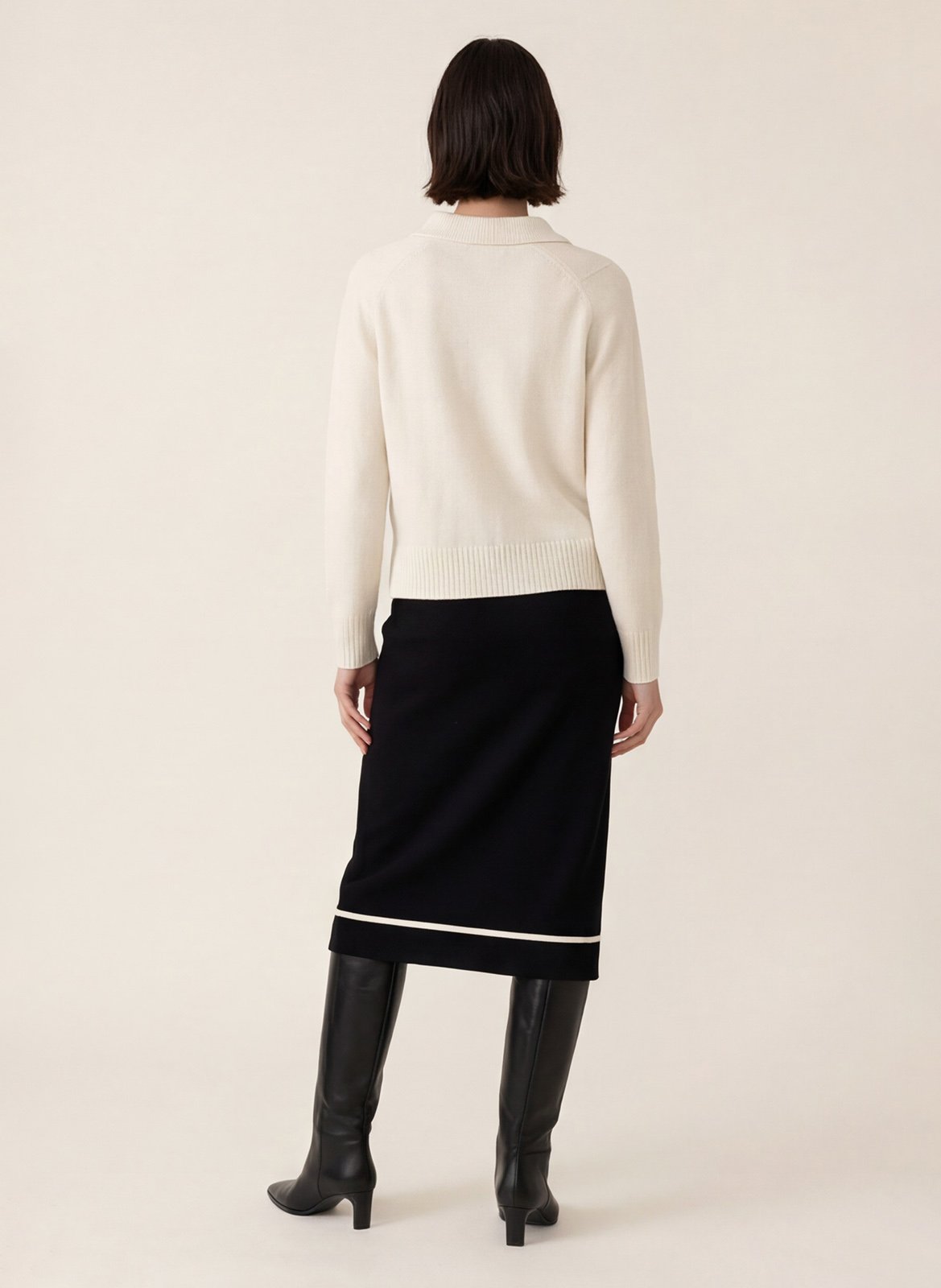 Straight fit wool and cashmere polo neck sweater KOOKAI White