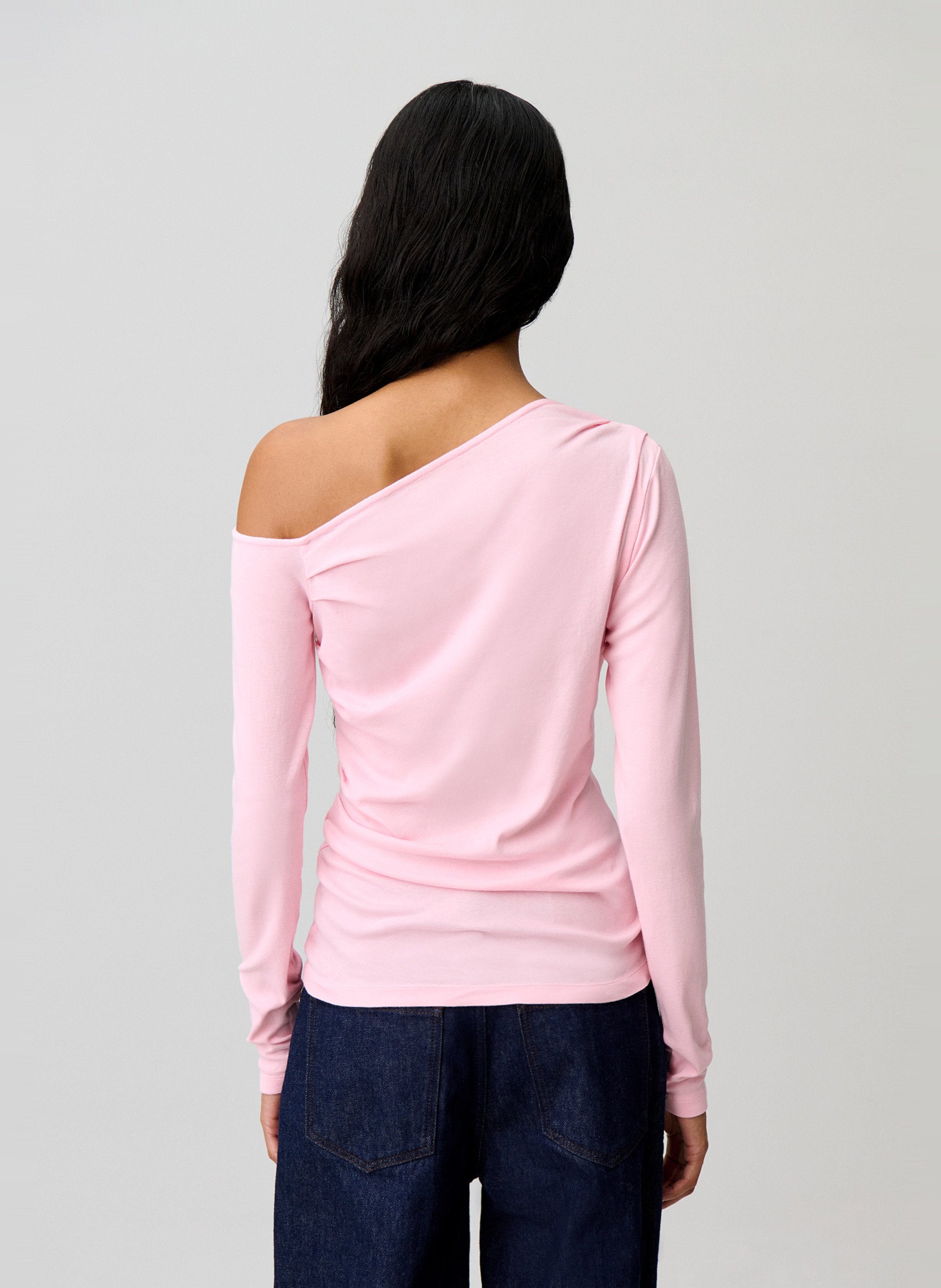 Top moulant asymétrique en coton CLAUDIE PIERLOT Rose