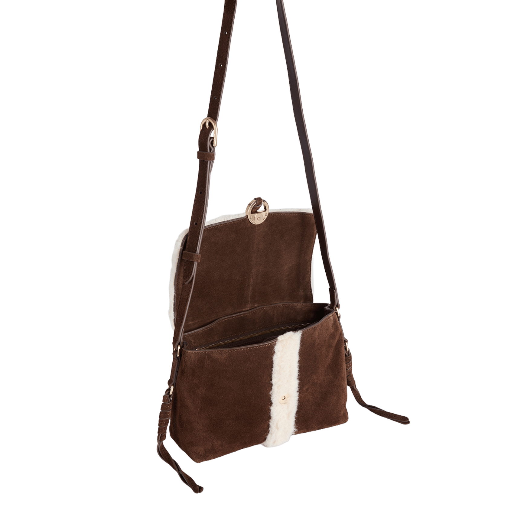 Pochette bandoulière à rabat en cuir VANESSA BRUNO Marron