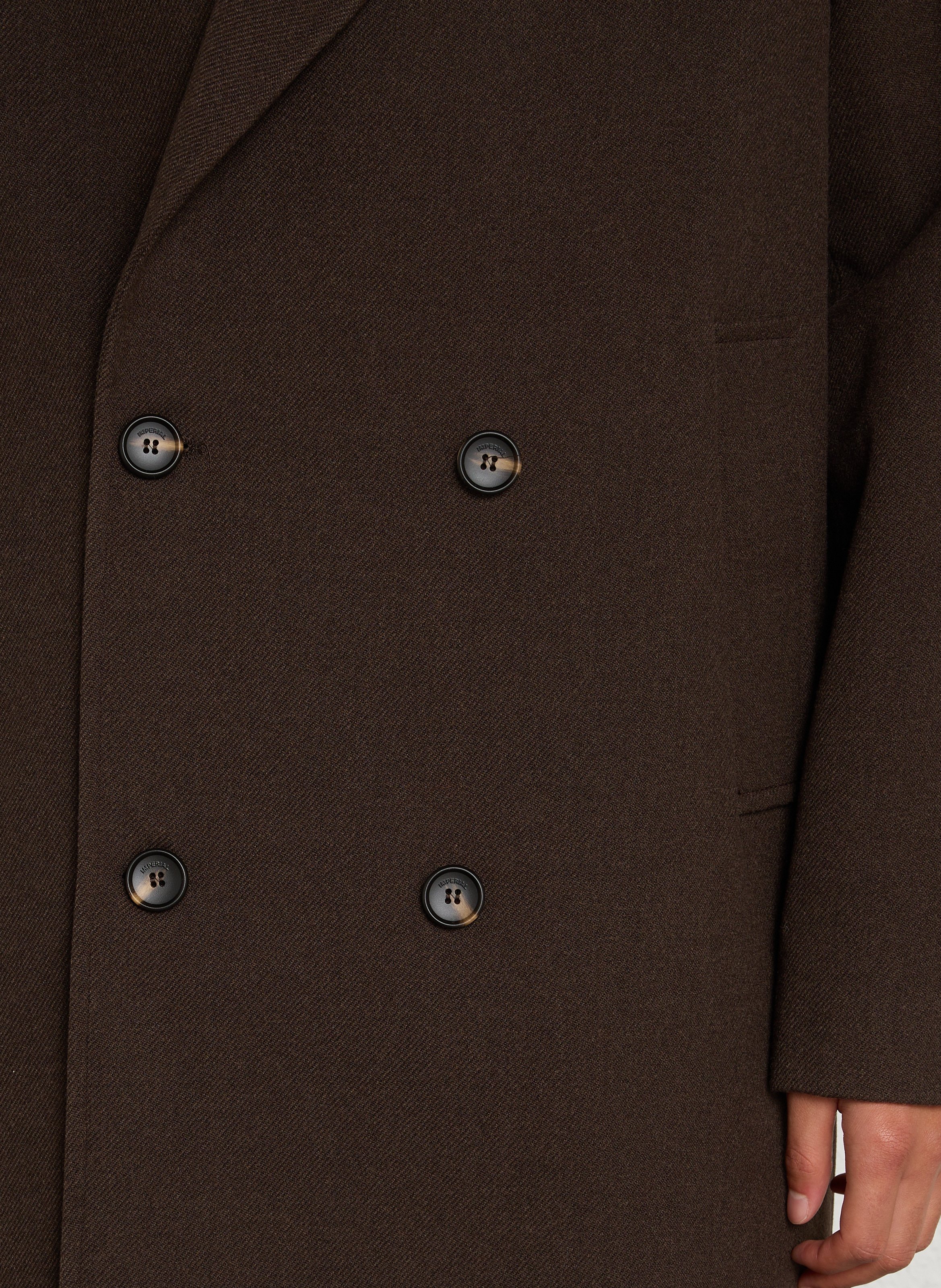Manteau long col tailleur à double-boutonnage IMPERIAL Marron
