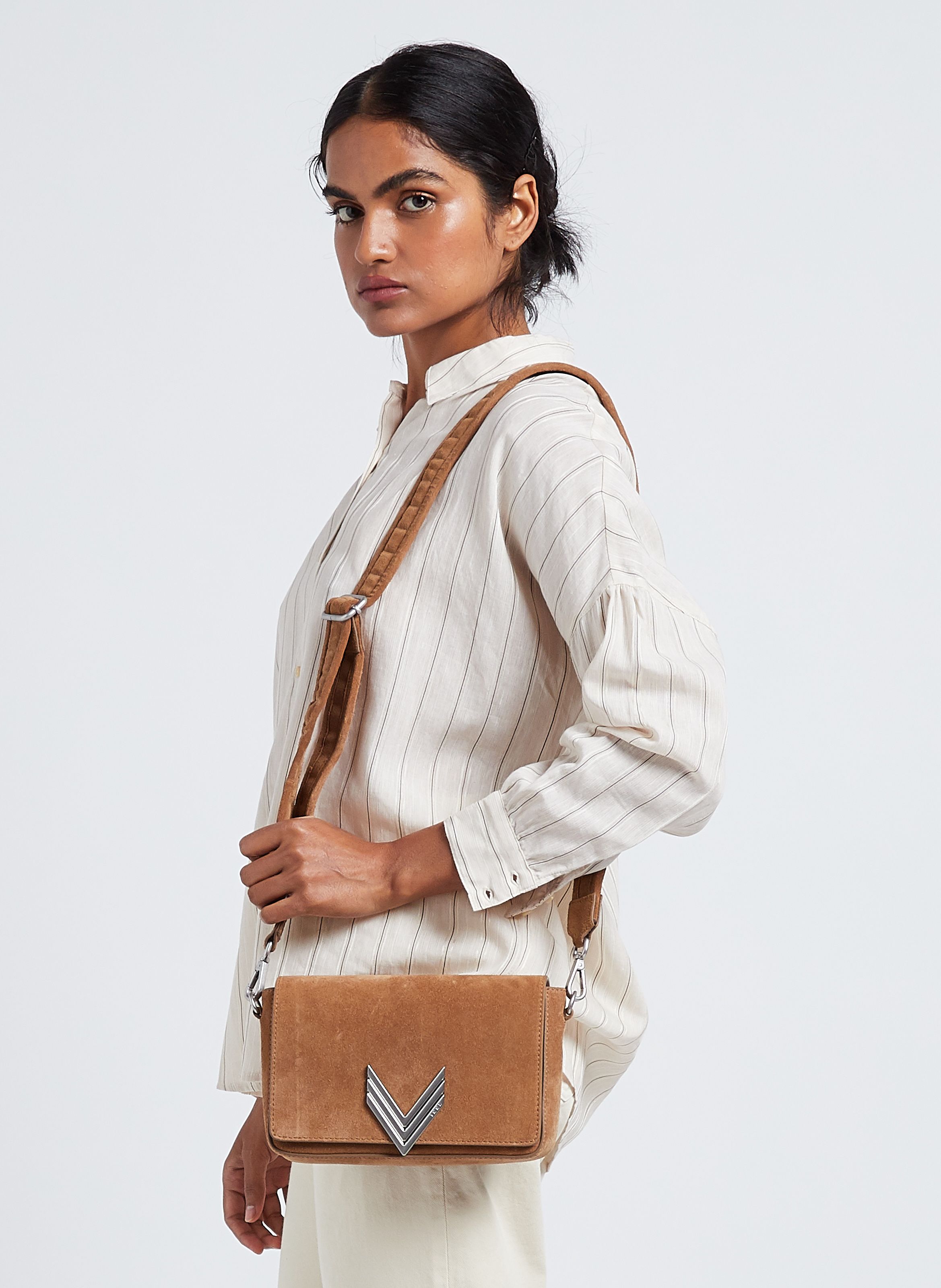 Sac Bandouli re Matelass En Cuir Camel Ikks Femme Place des