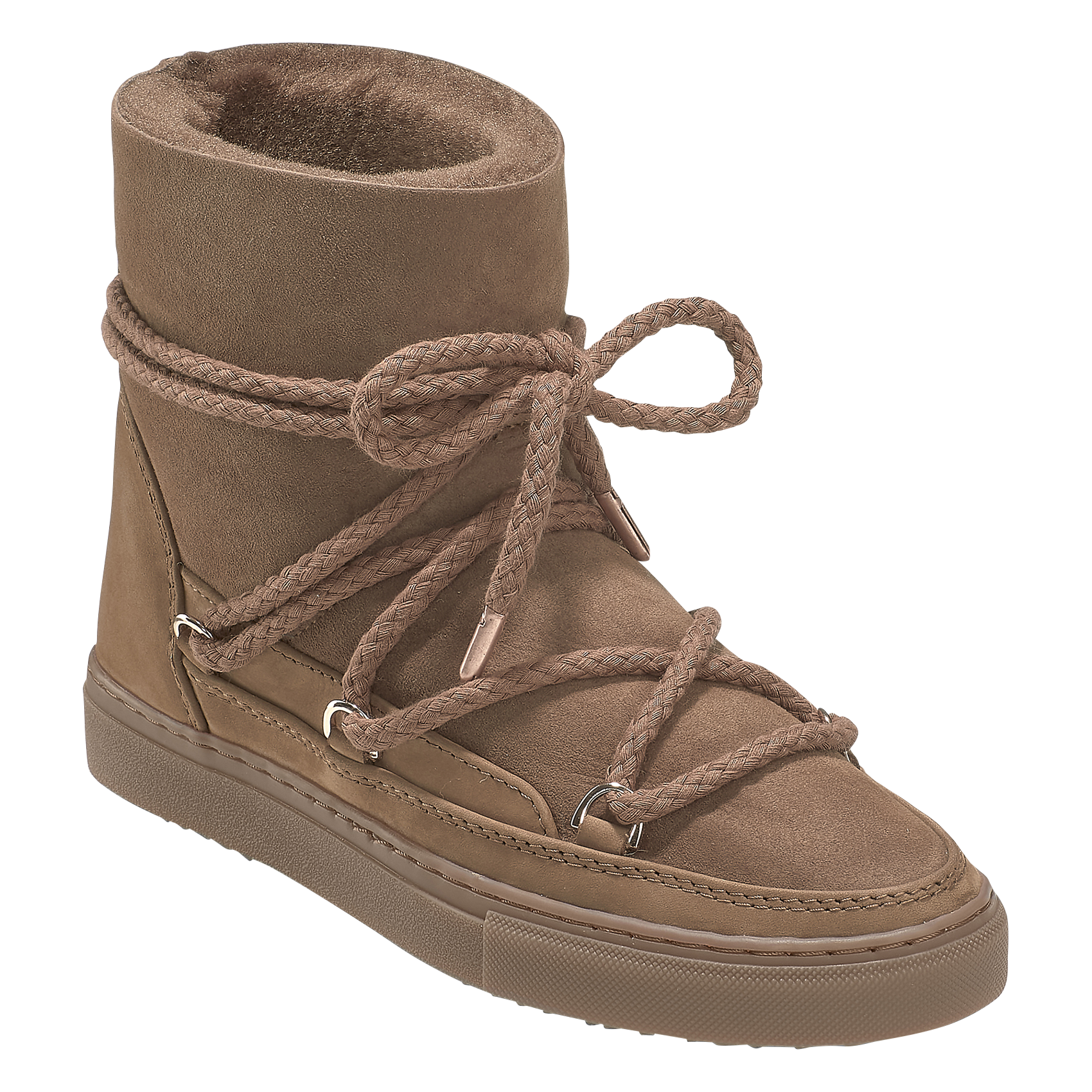 Bottines fourrées en cuir velours  INUIKII Marron