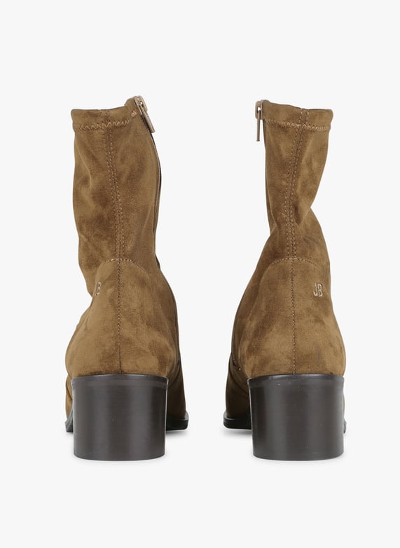 Bottines effet cuir velours Marron