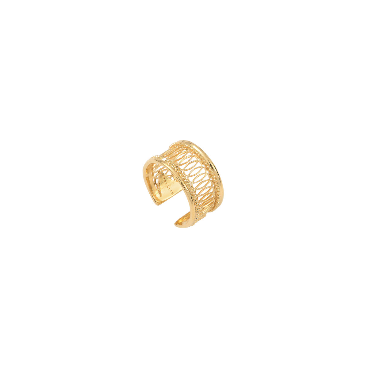 Adjustable gold metal openwork ring NOOR SATELLITE PARIS Golden
