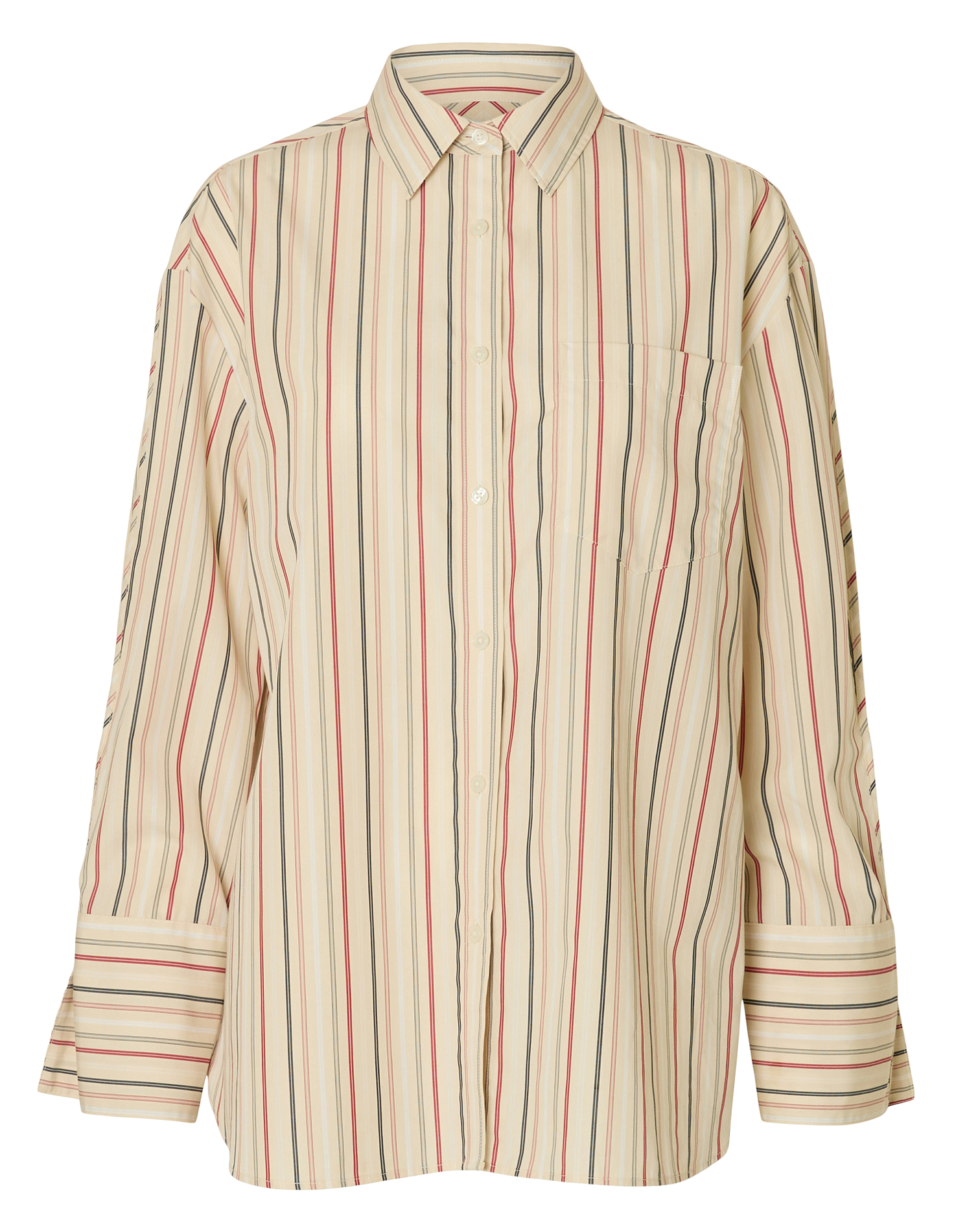 Celena striped cotton oversized shirt SELECTED Beige