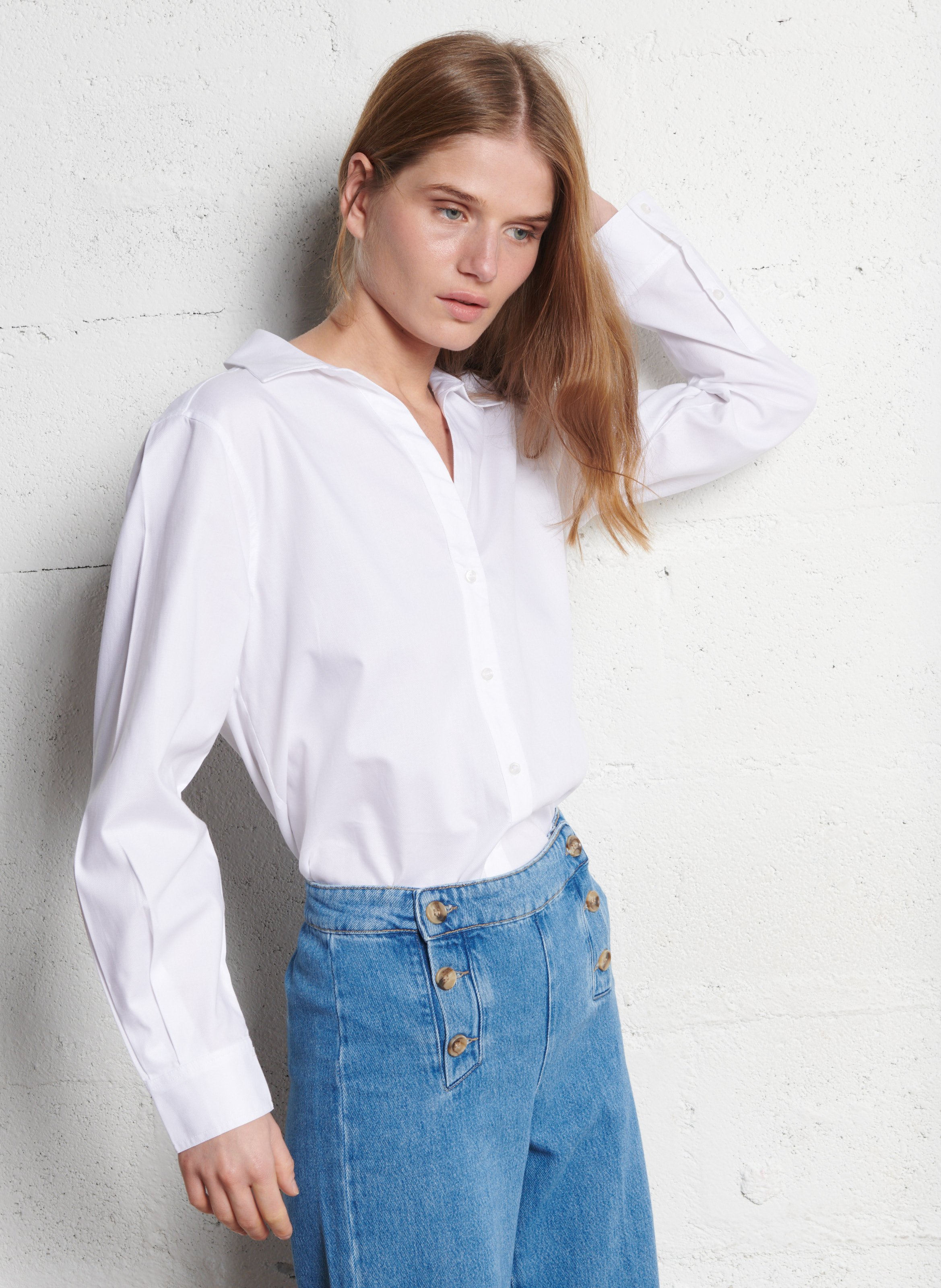 Chemise col classique ample en coton MAISON 123 Blanc