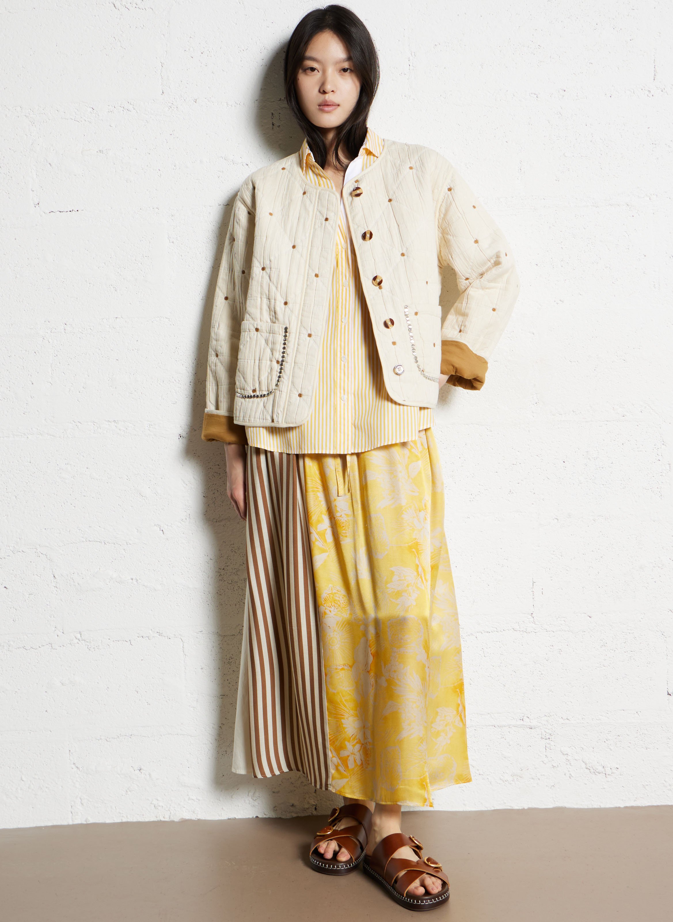 Chemise ample rayée manches courtes DIEGA Jaune