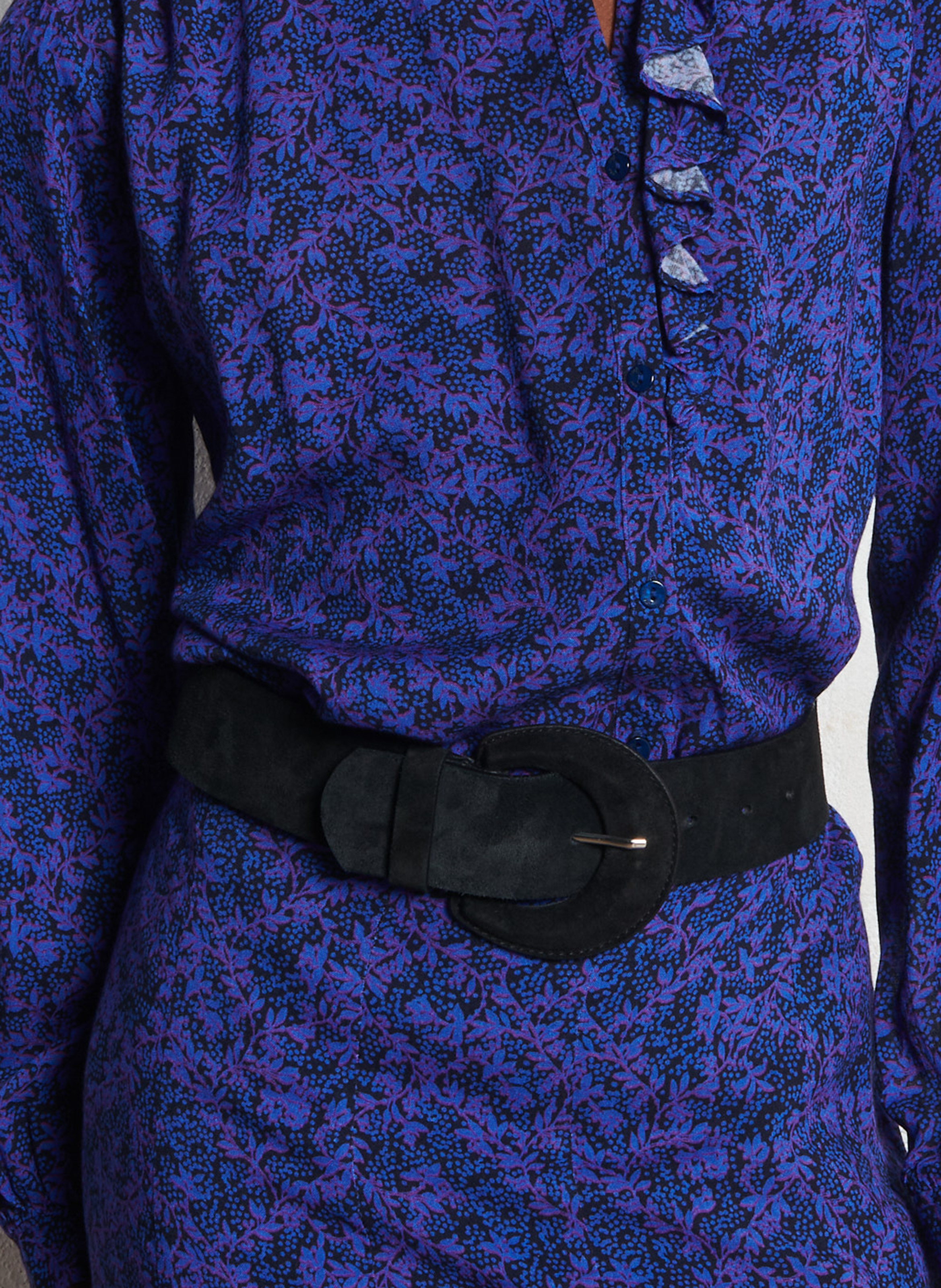 Ceinture large suédée en cuir ONE STEP Noir