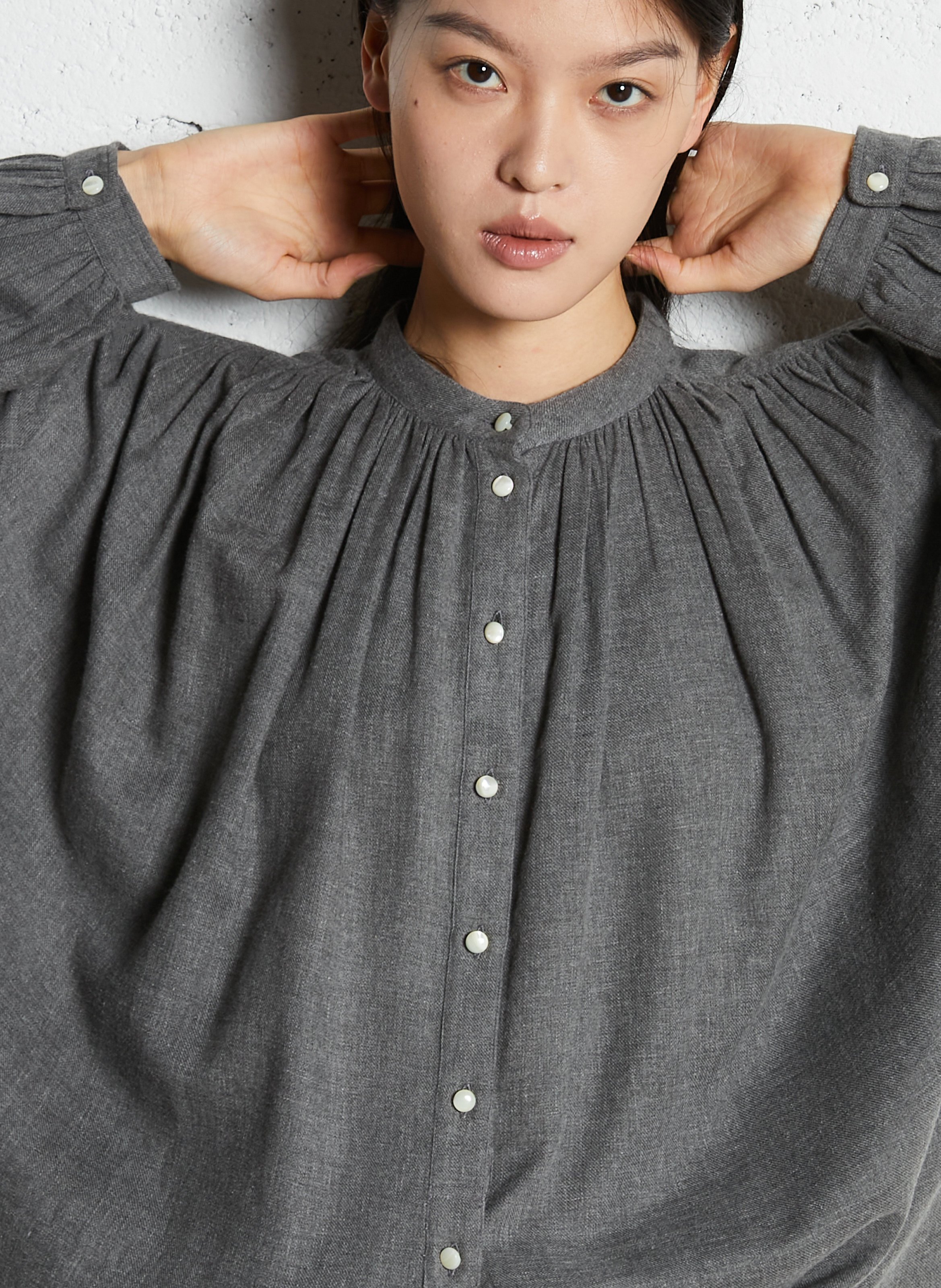 Kurzes Baumwollkleid mit Rundhalsausschnitt LAURENCE BRAS Grau