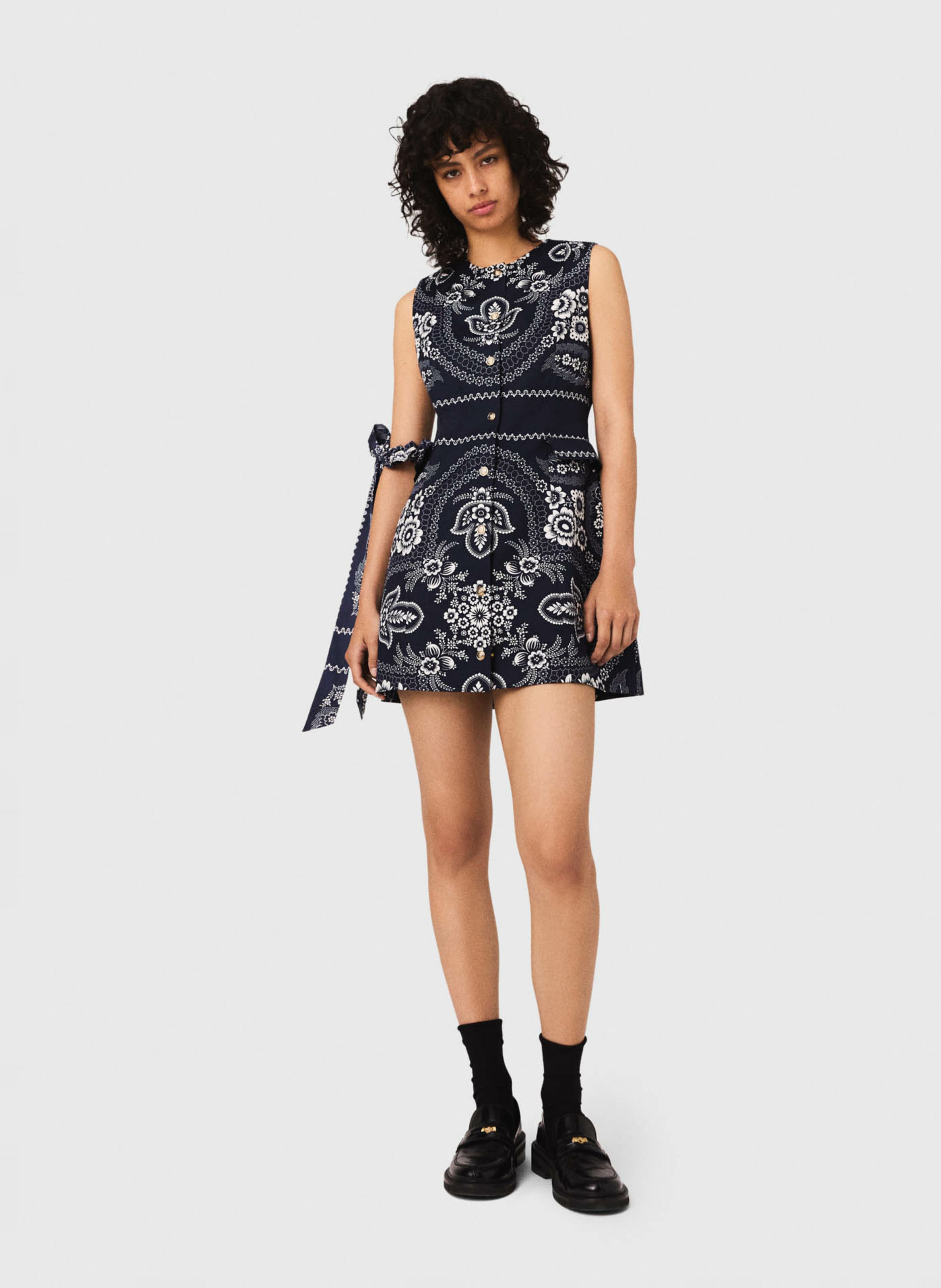 Short round-neck dress with graphic pattern MAJE Blue