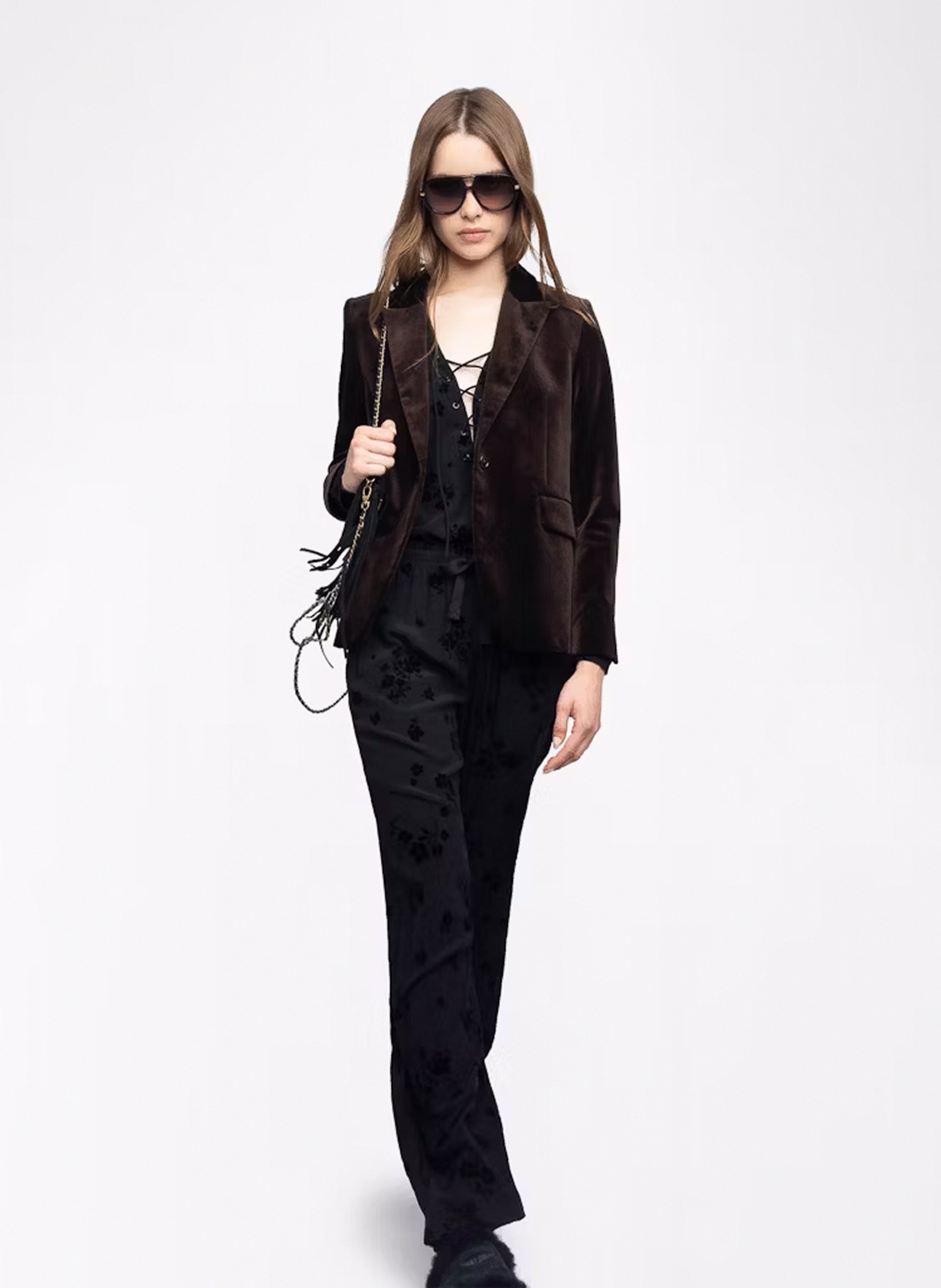 Pantalon jacquard droit fluide ZADIG&VOLTAIRE Noir