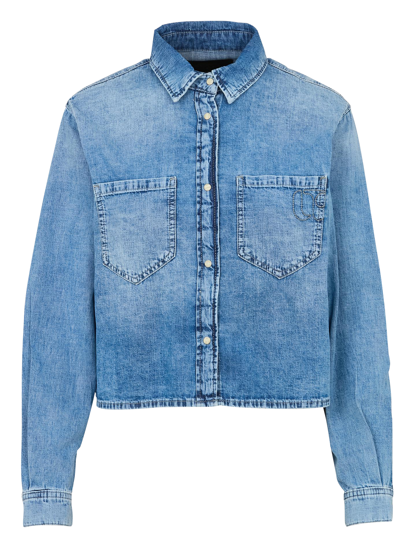 Chemise courte boutonnée en denim LE TEMPS DES CERISES Bleu