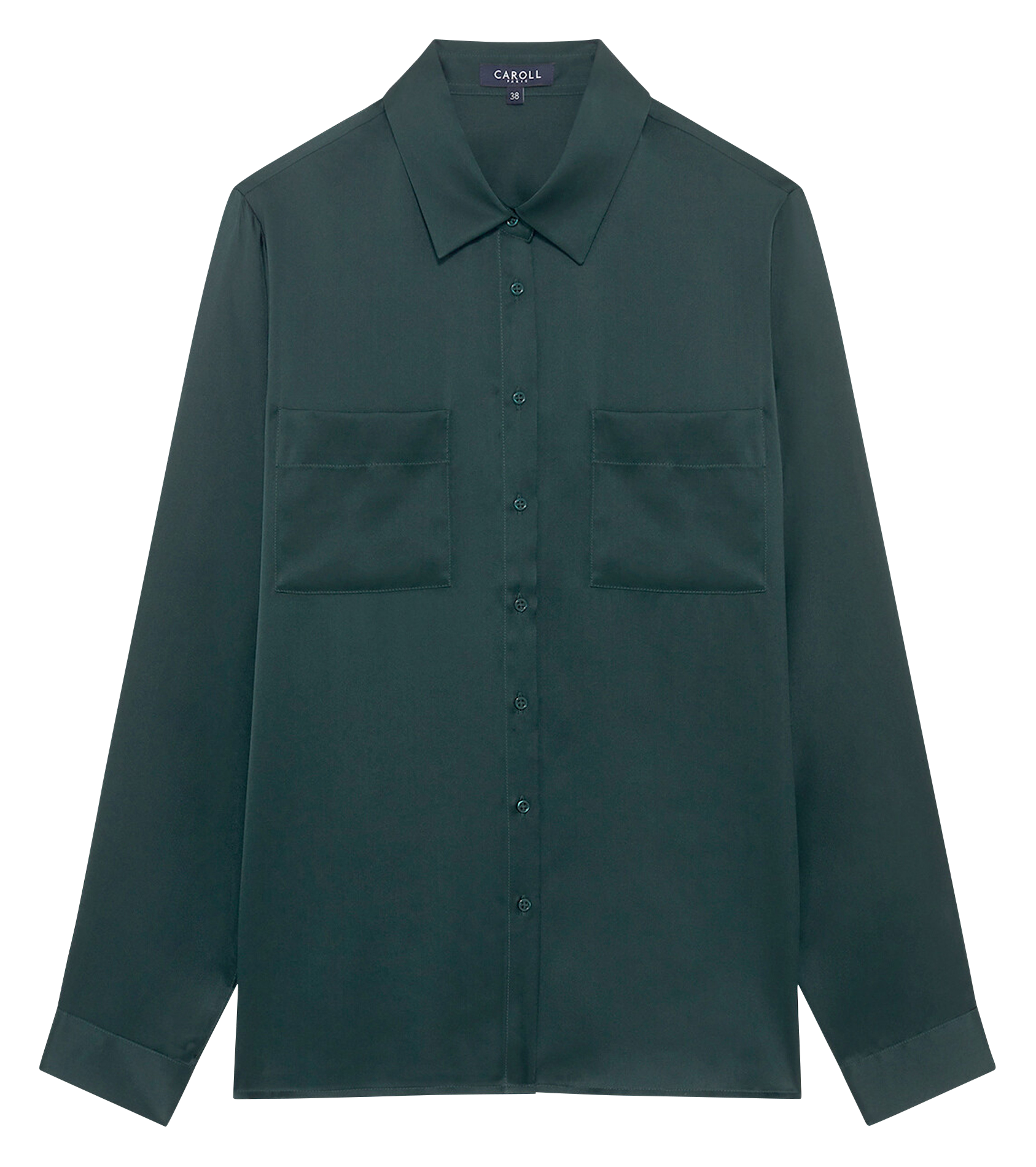 Chemise en soie col classique CAROLL Vert