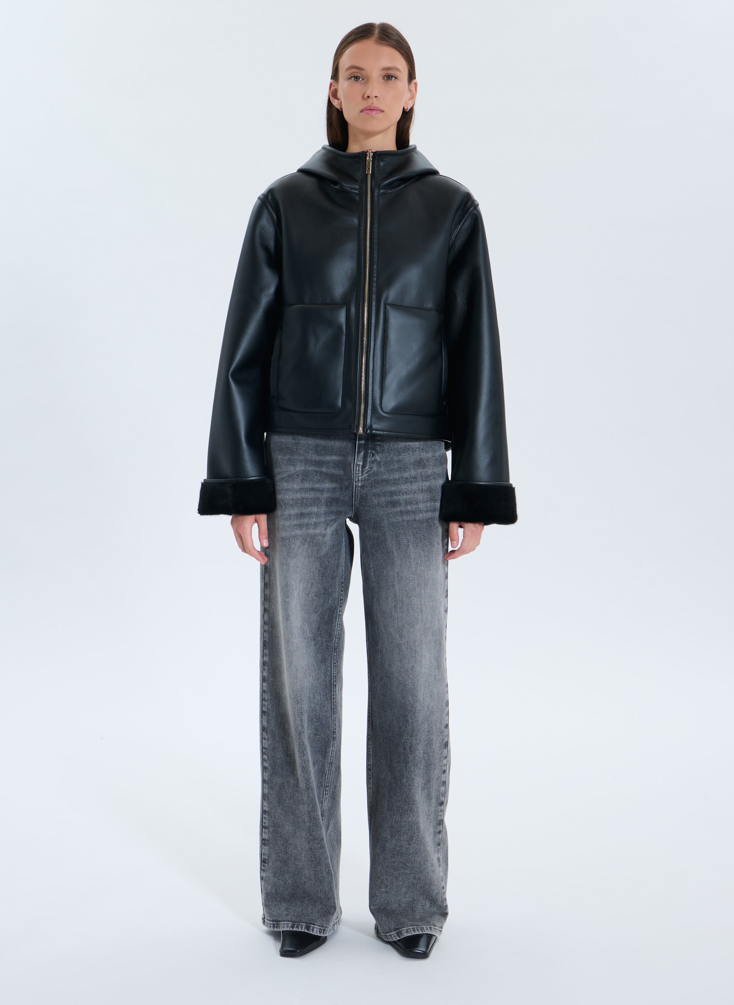 Short oversized hooded jacket ZAPA Black