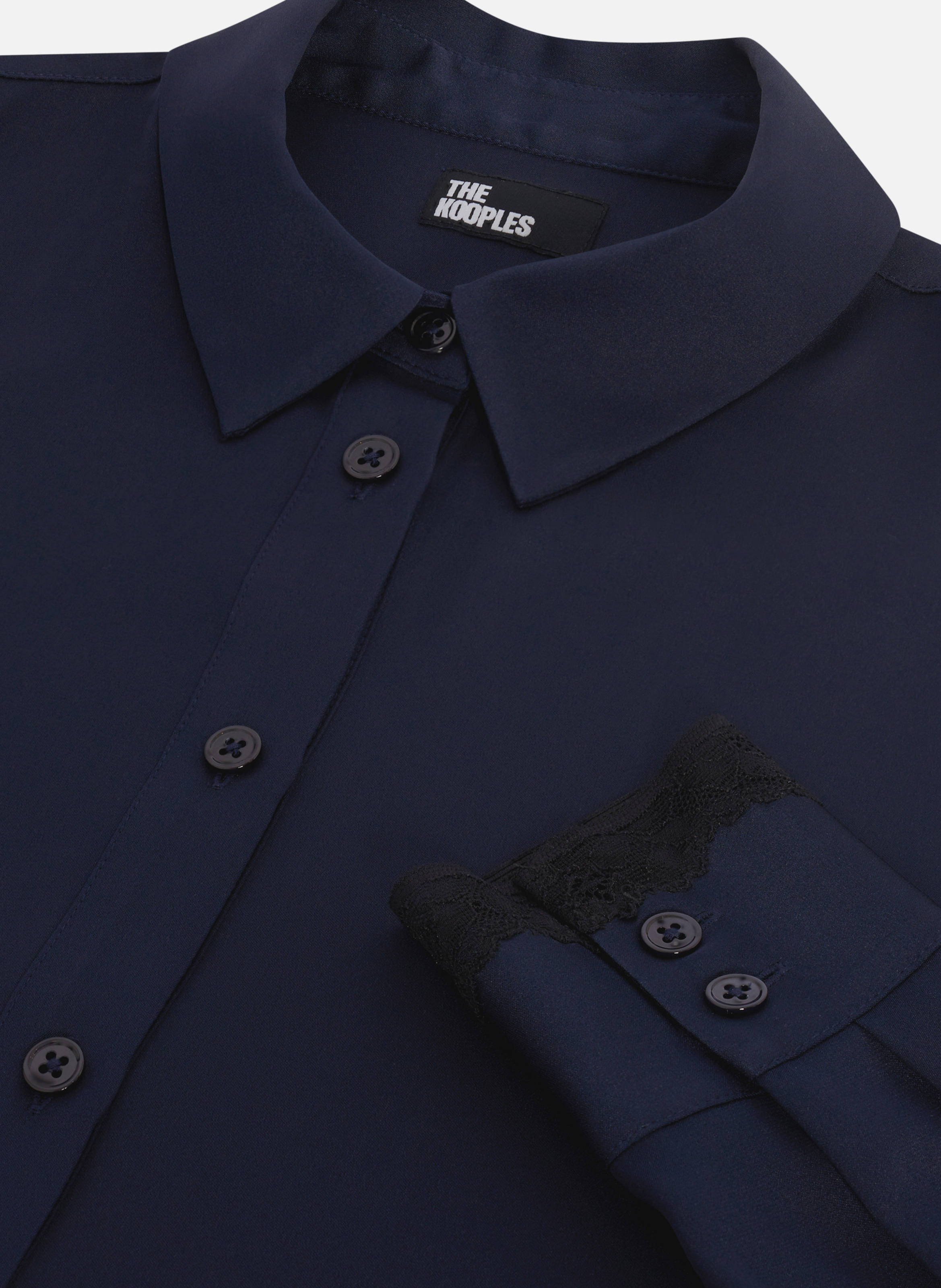 Printed silk satin classic-collar shirt THE KOOPLES Blue