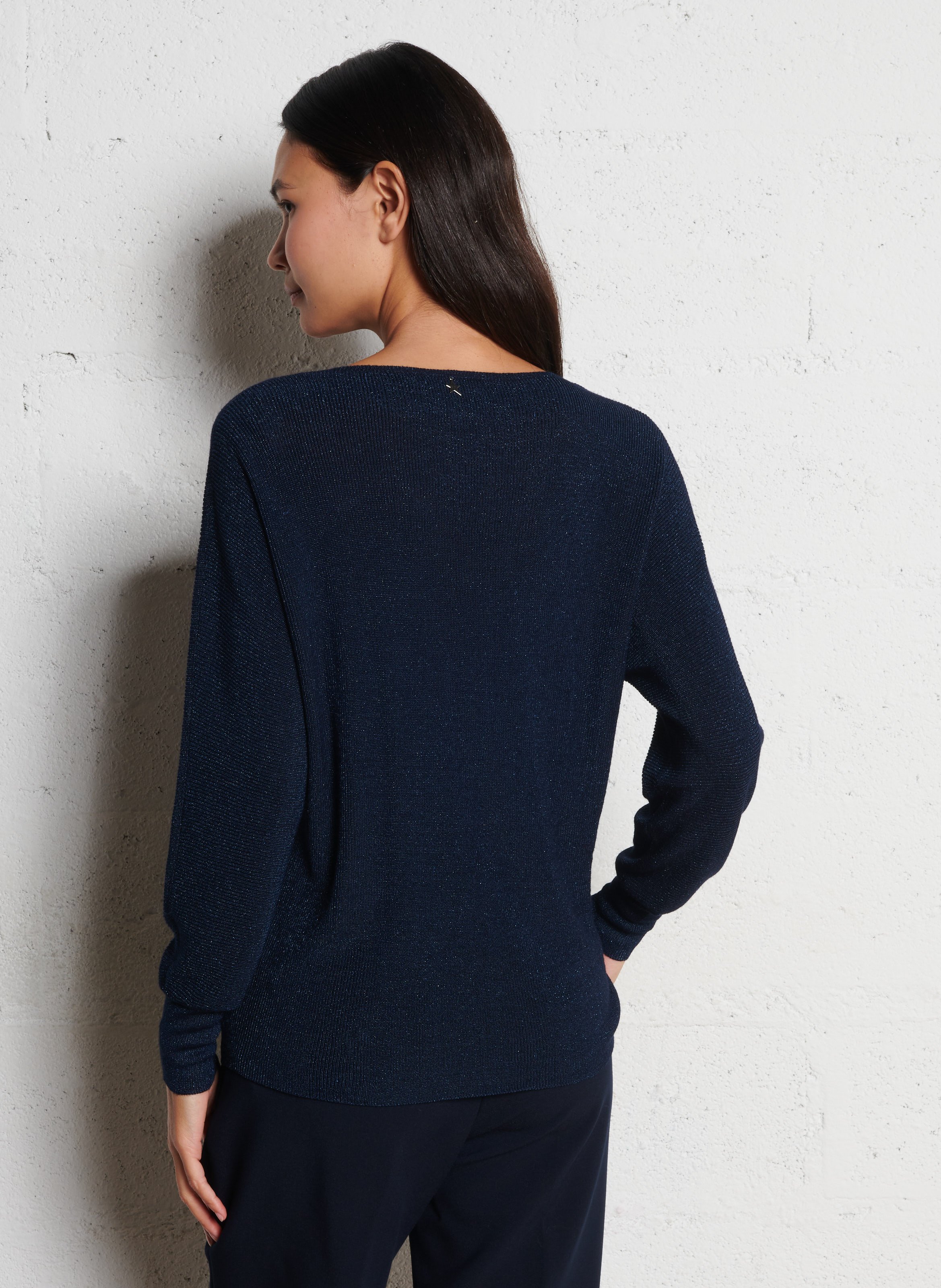 Pull ample pailleté manches chauve-souris  SUD EXPRESS Bleu