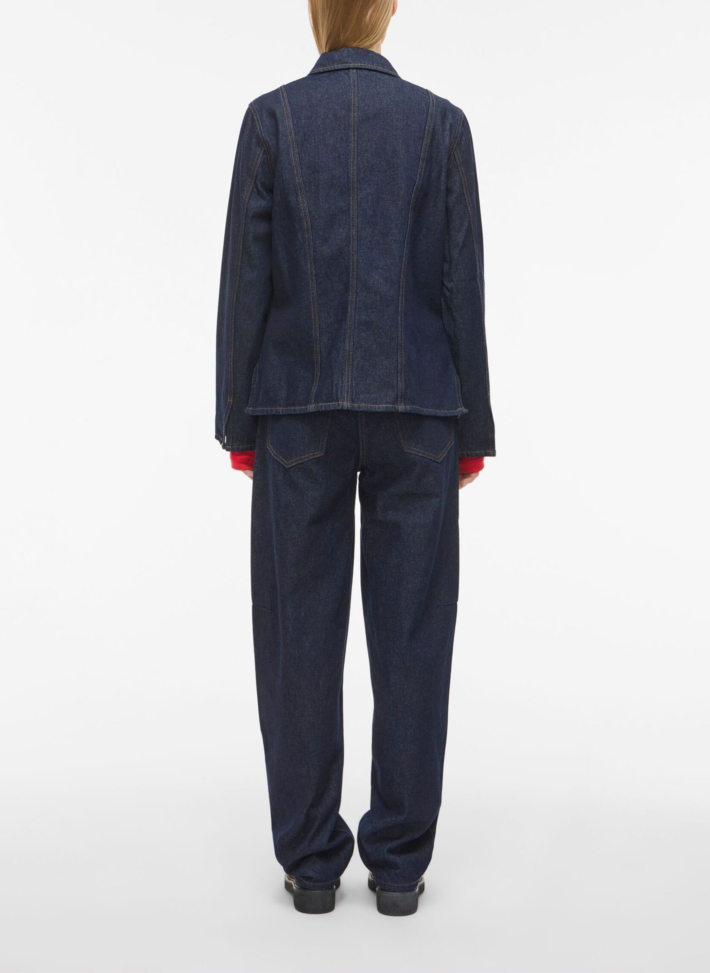 Jean barrel en coton mélangé ROUGE EDIT Bleu