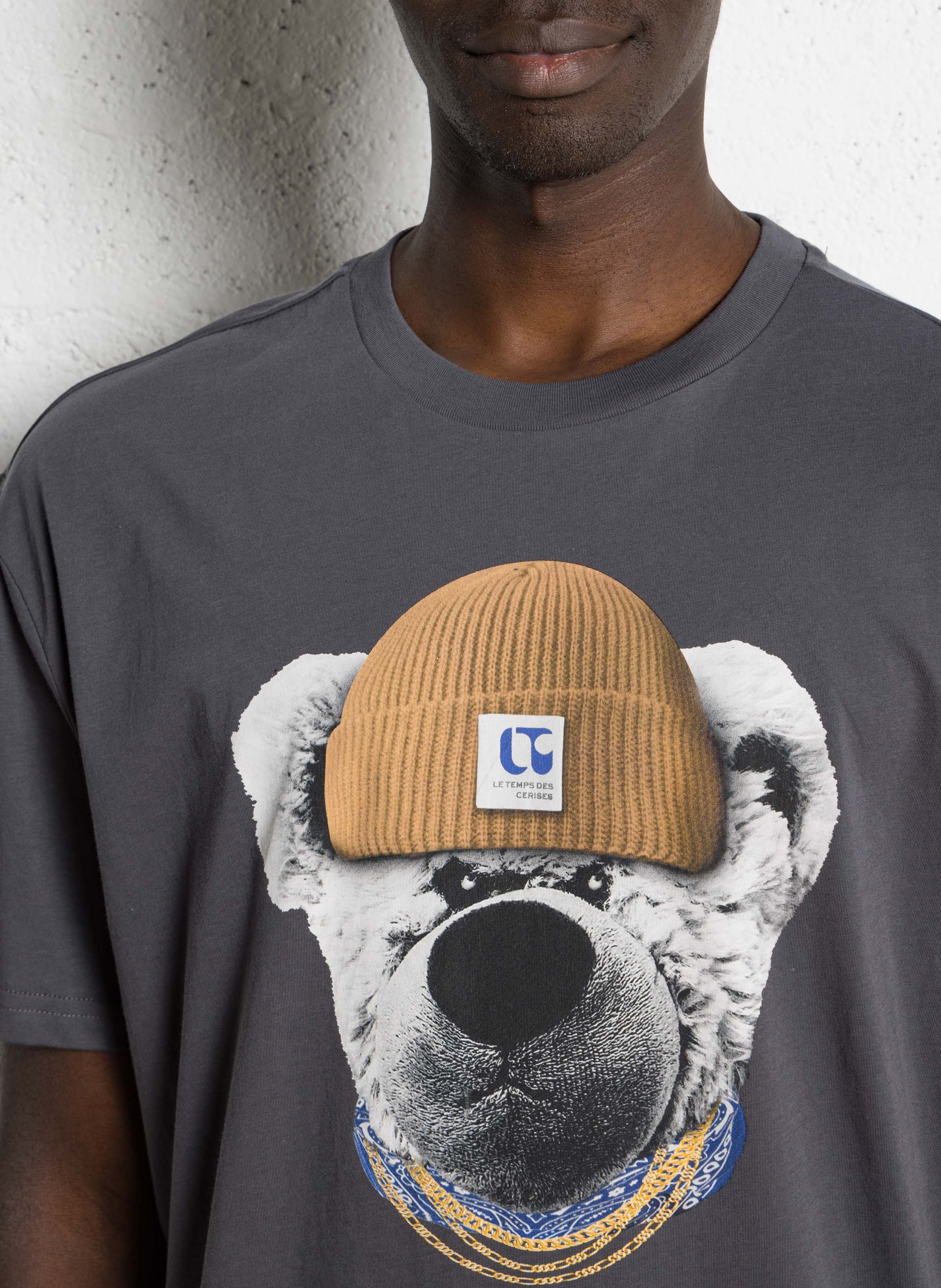 Tee-shirt ample sérigraphié en coton Gris