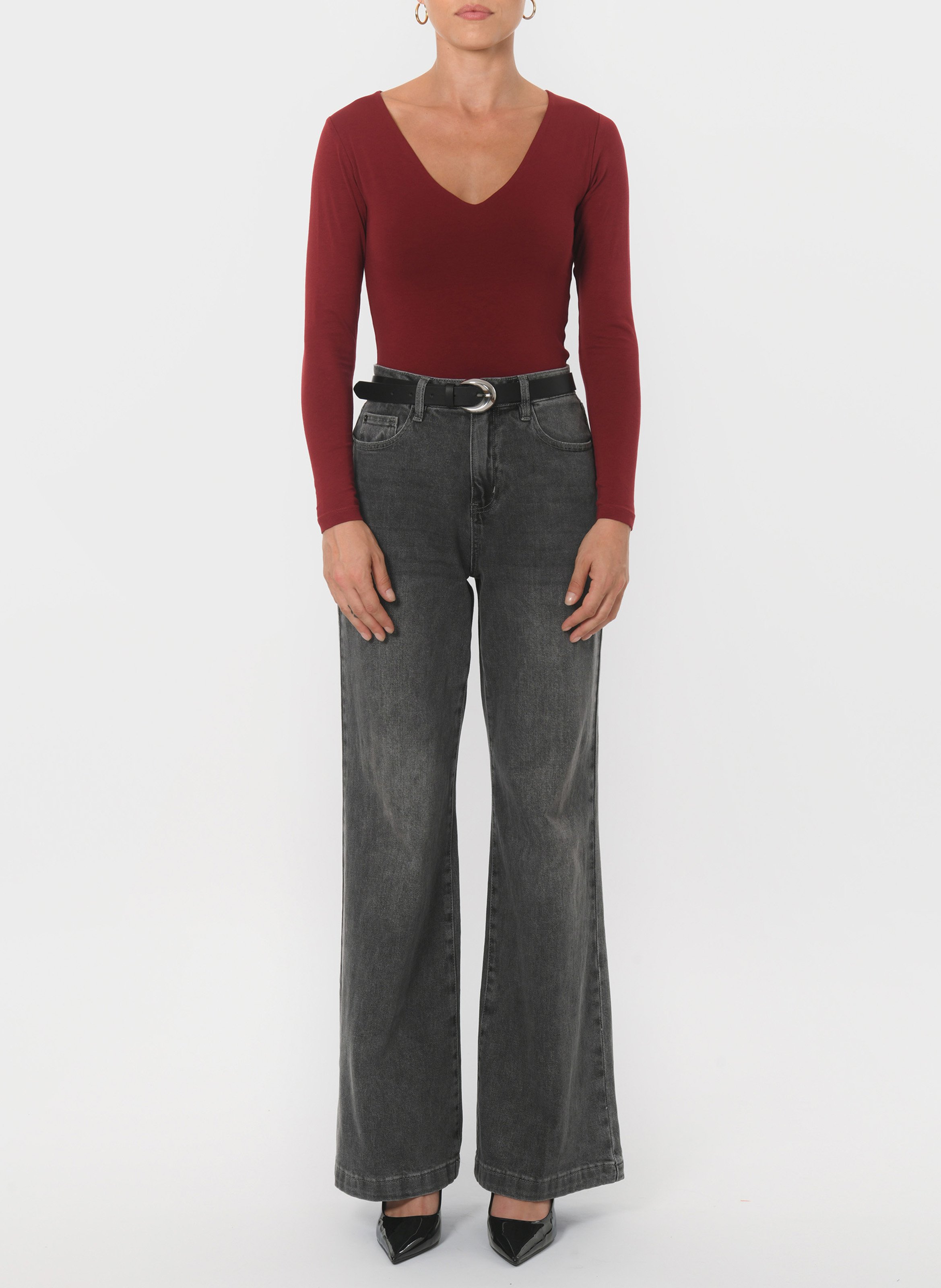 Tee-shirt moulant col rond en coton mélangé KOOKAI Rouge