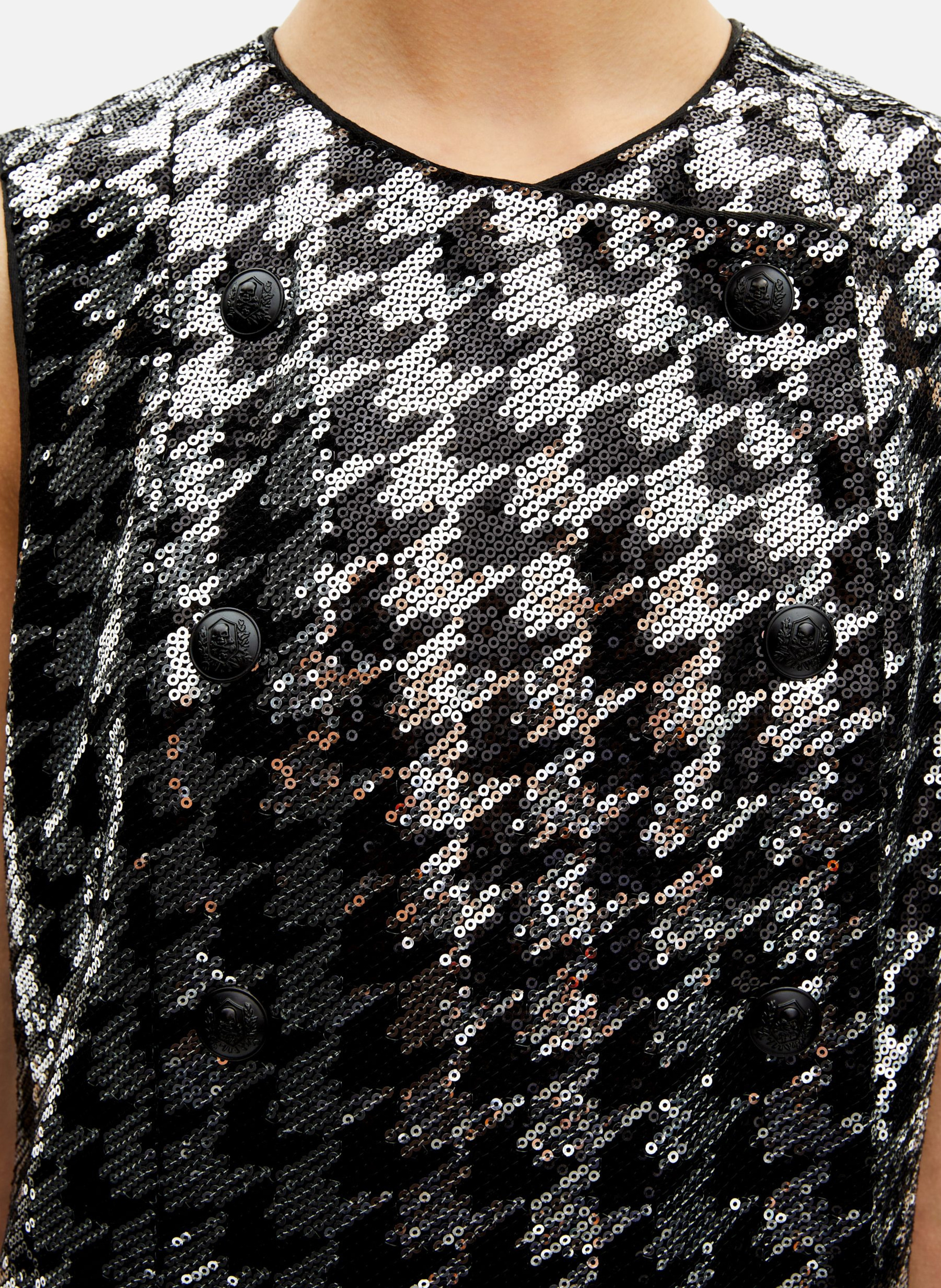 Short houndstooth dress with sequins THE KOOPLES Black