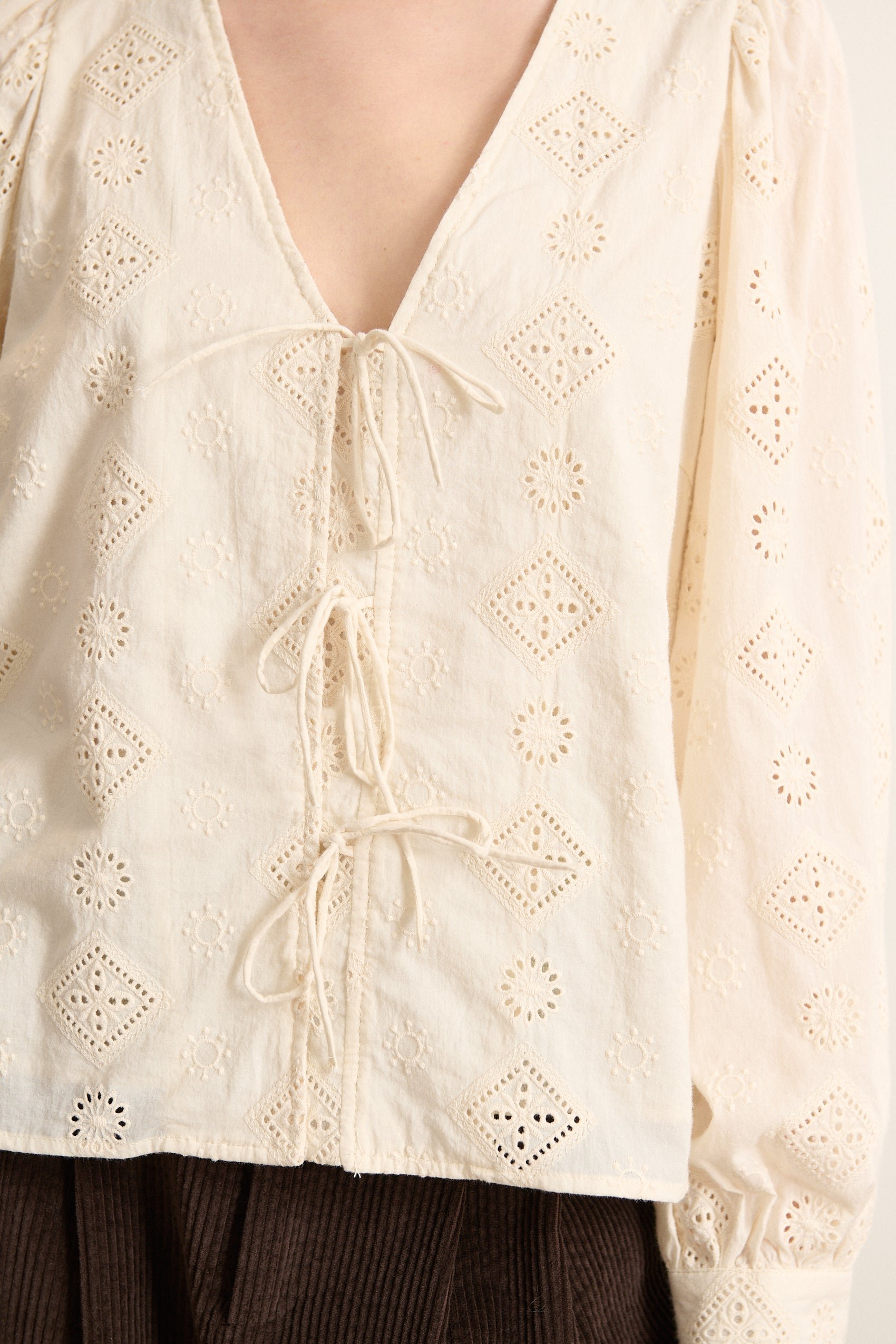 Long-sleeved blouse in broderie anglaise GARANCE PARIS White