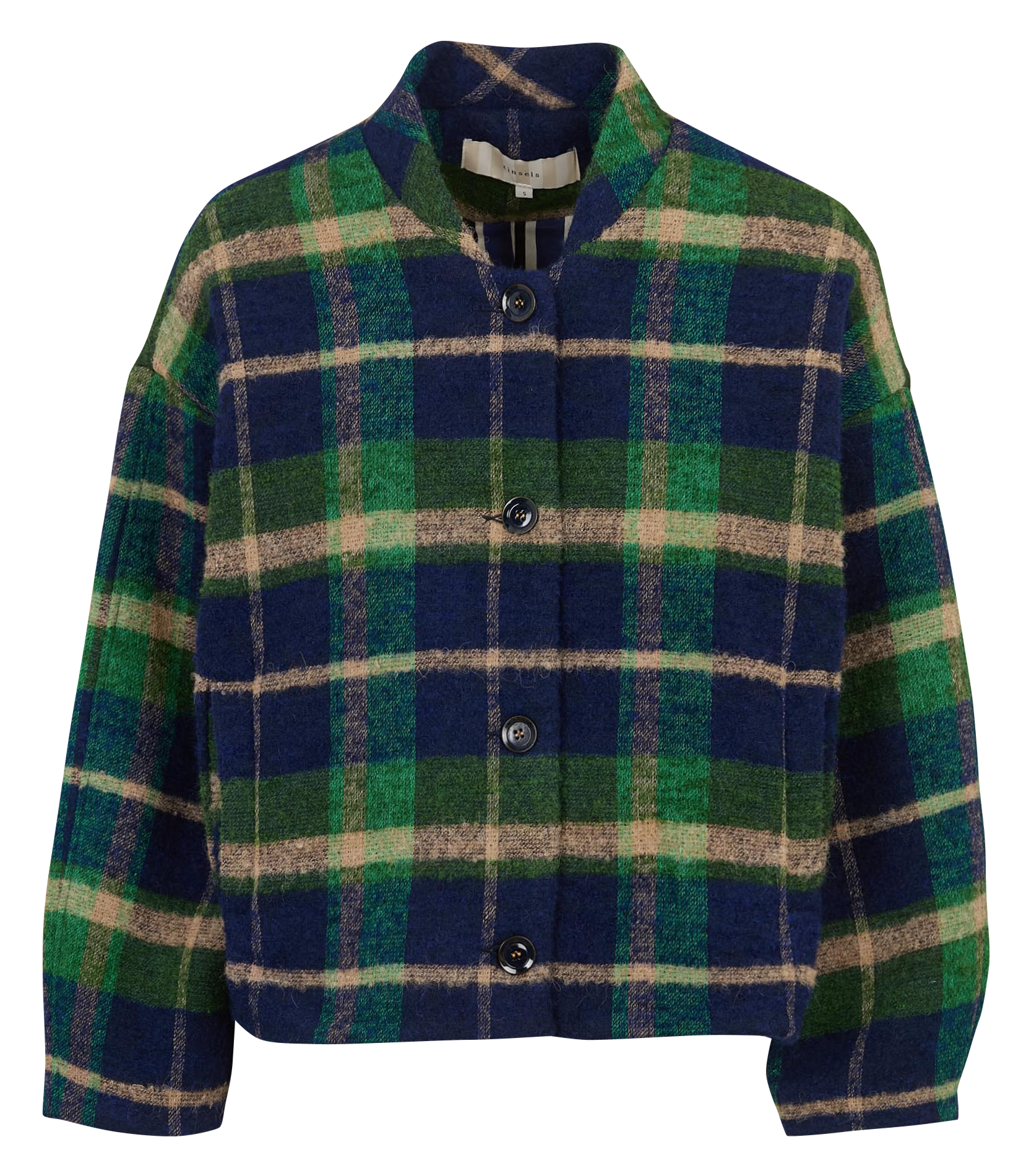 Blouson ample à carreaux en laine mélangée TINSELS Multicolore