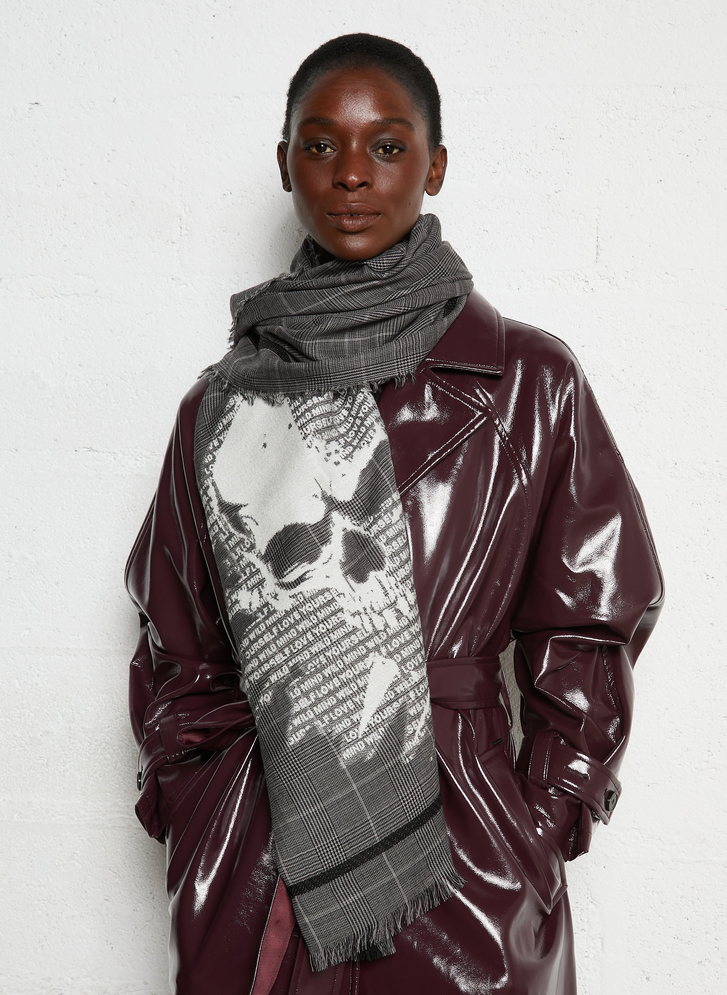 Wool and linen scarf IKKS Grey