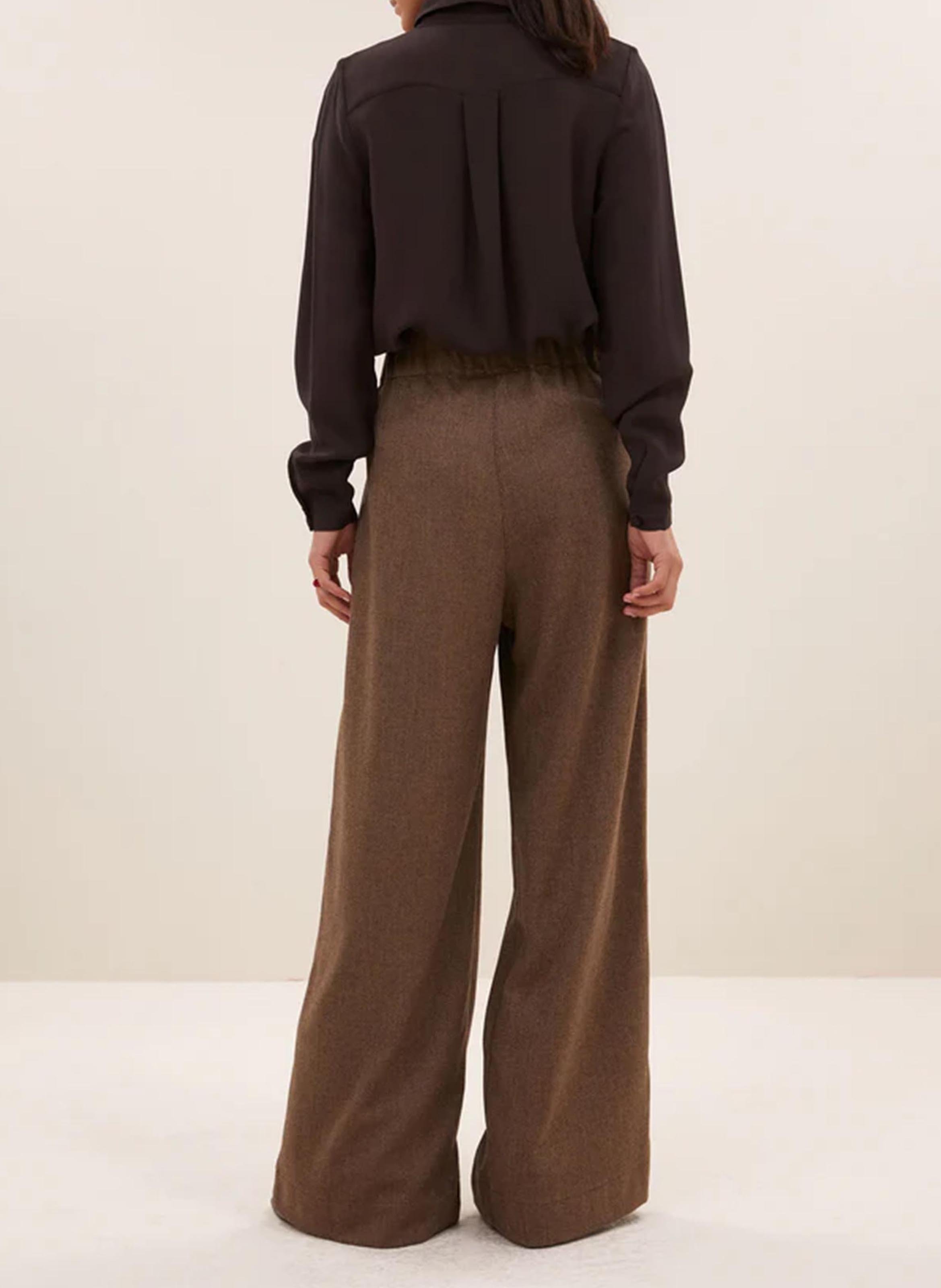Elasticated wide-leg trousers BY BAR Brown