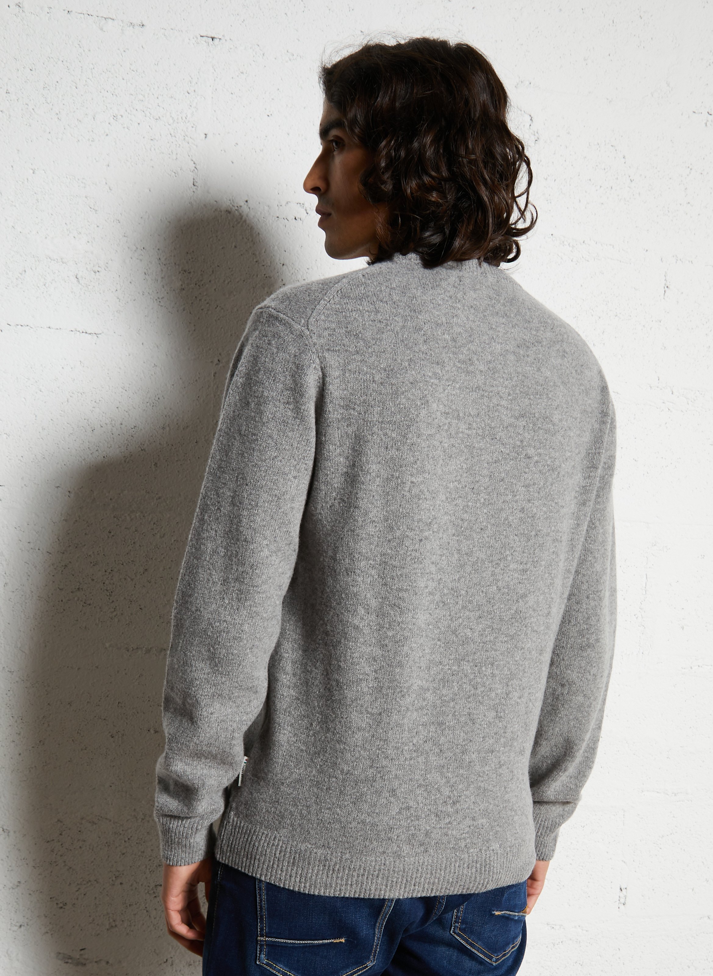 Effen trui van wolmix met lange mouwen en kant CASUAL FRIDAY Grijs