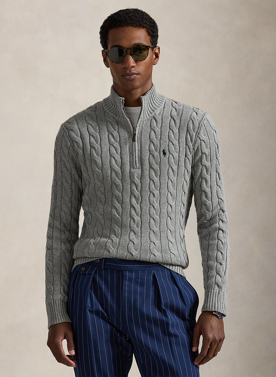 Twisted knit cotton sweater POLO RALPH LAUREN Grey