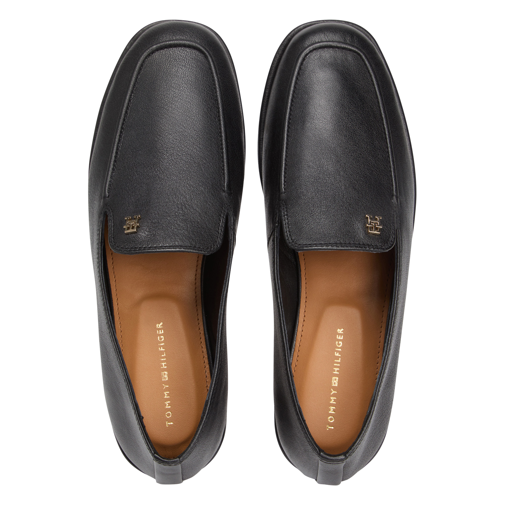Mocassins unis en cuir à monogramme TOMMY HILFIGER Noir