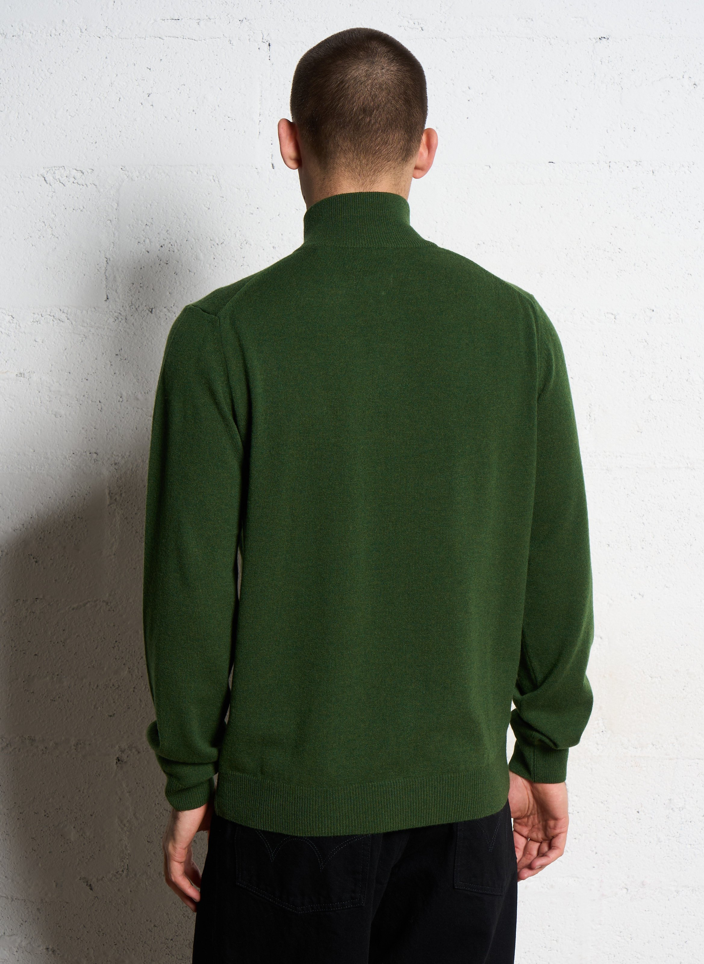 High-neck wool sweater with zip GANT Green