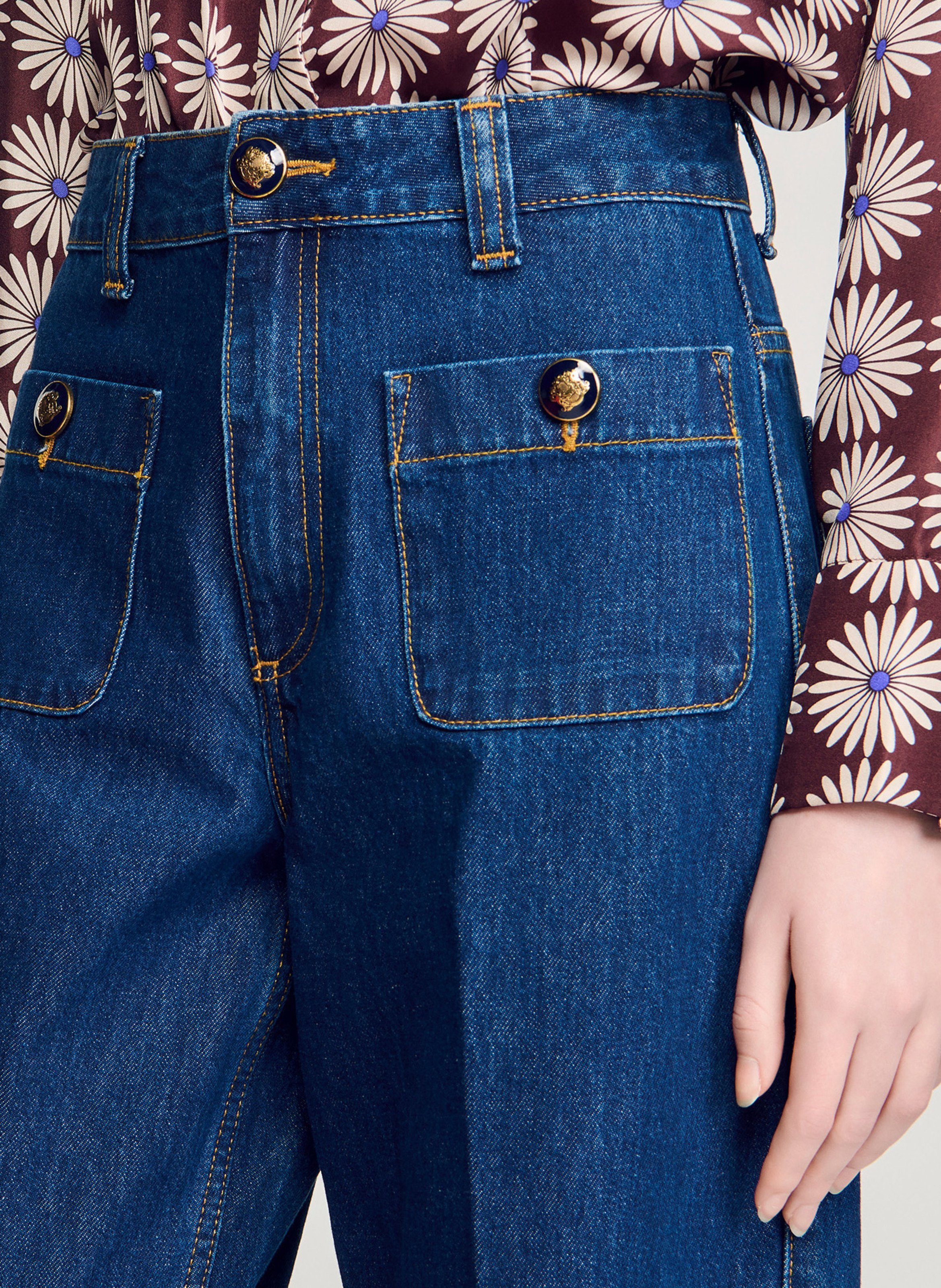 Jean large en coton SANDRO Bleu